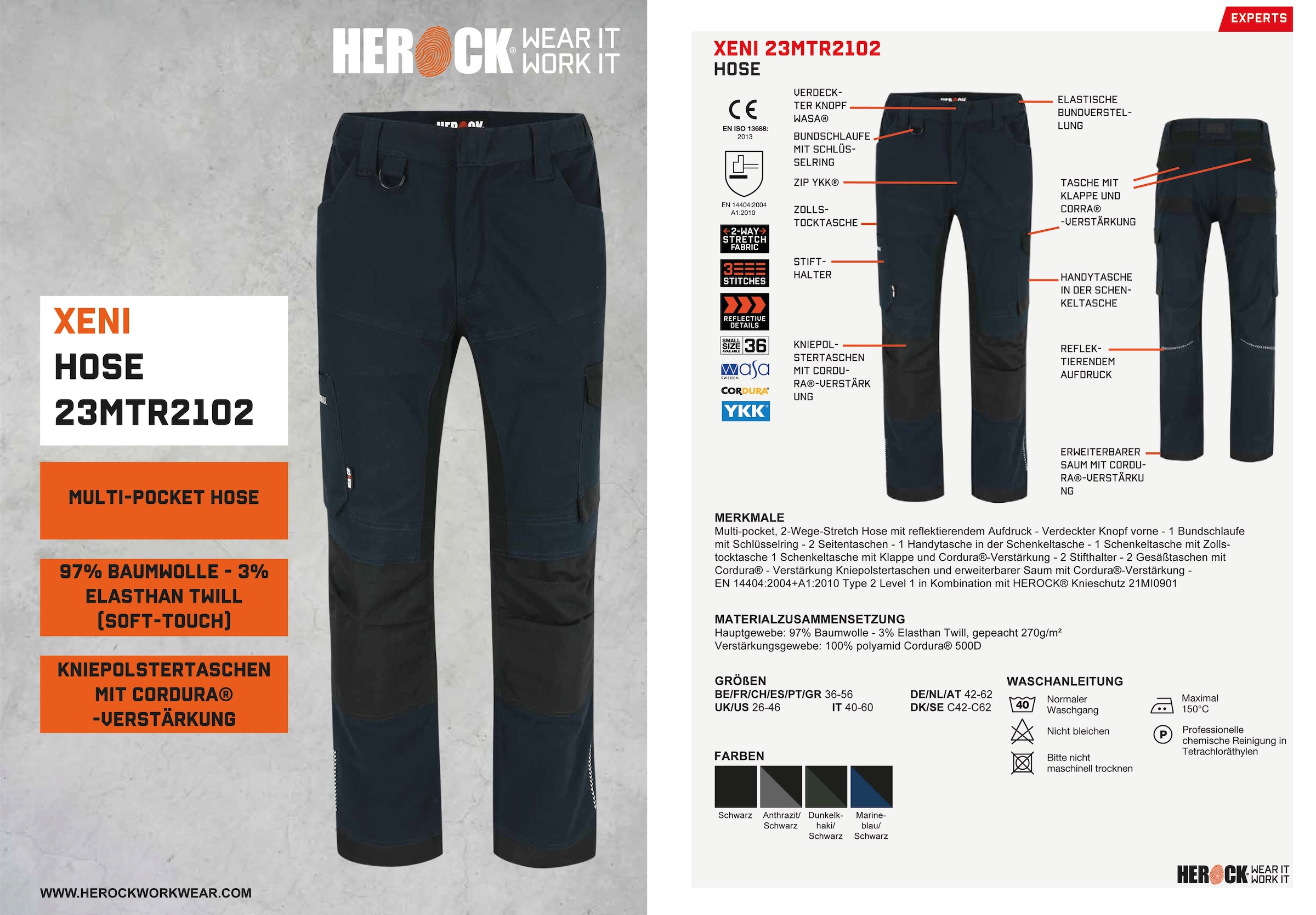 Herock Arbeitshose »XENI«, bestellen bequem online Stretch, Baumwolle, wasserabweisend, und Multi-pocket, weich