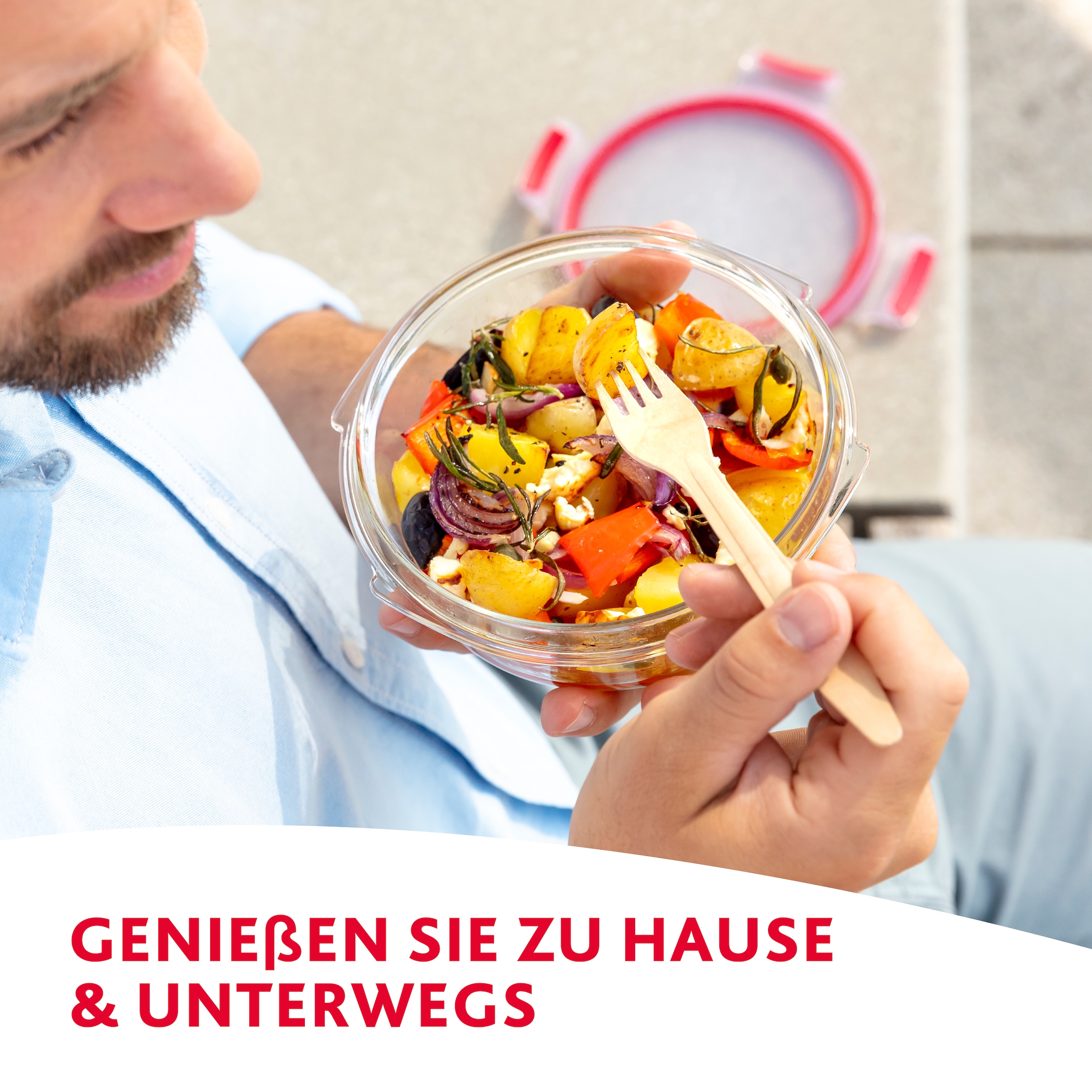 Emsa Aufbewahrungsschüssel »Clip & Close Glas«, (Set, 3 tlg.), 0,45 Liter, rechteckig, Stapelkante, backofenfest, dicht