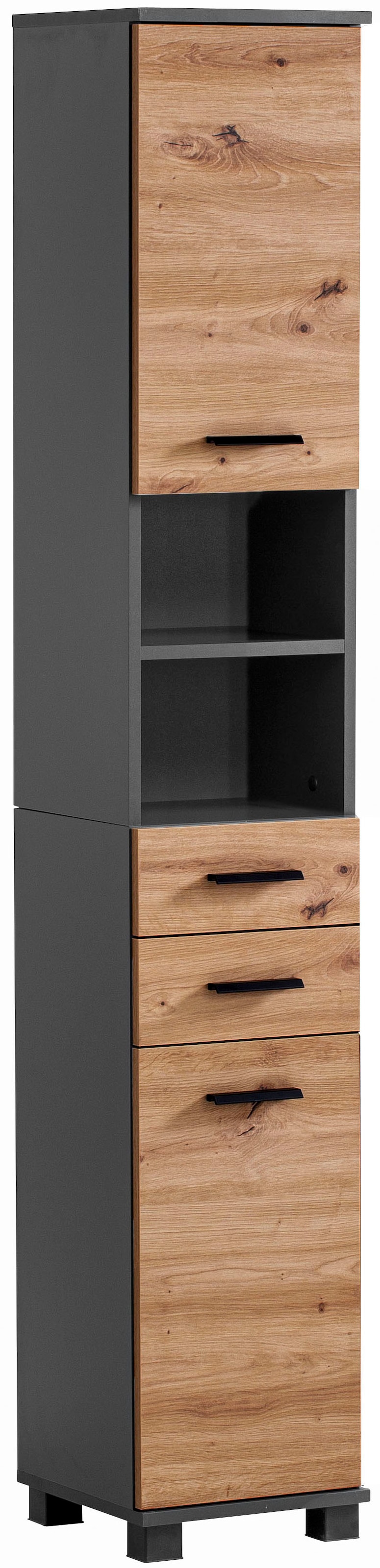 welltime Hochschrank »Palermo, Breite 30 cm«, Wechselbarer Türanschlag, Metallbeschläge