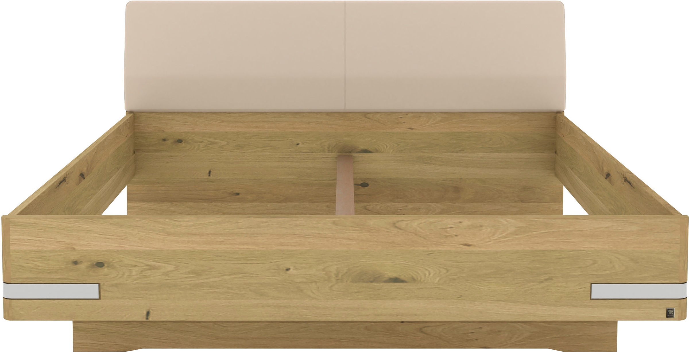 Musterring Holzbett »Savona«, (Belastbarkeit 220 Kg, 4-fache Liegehöhenverstellung, MADE IN GERMANY), Kopfteil Kunstleder Champagner, Details in Chrom, verschiedene Größen