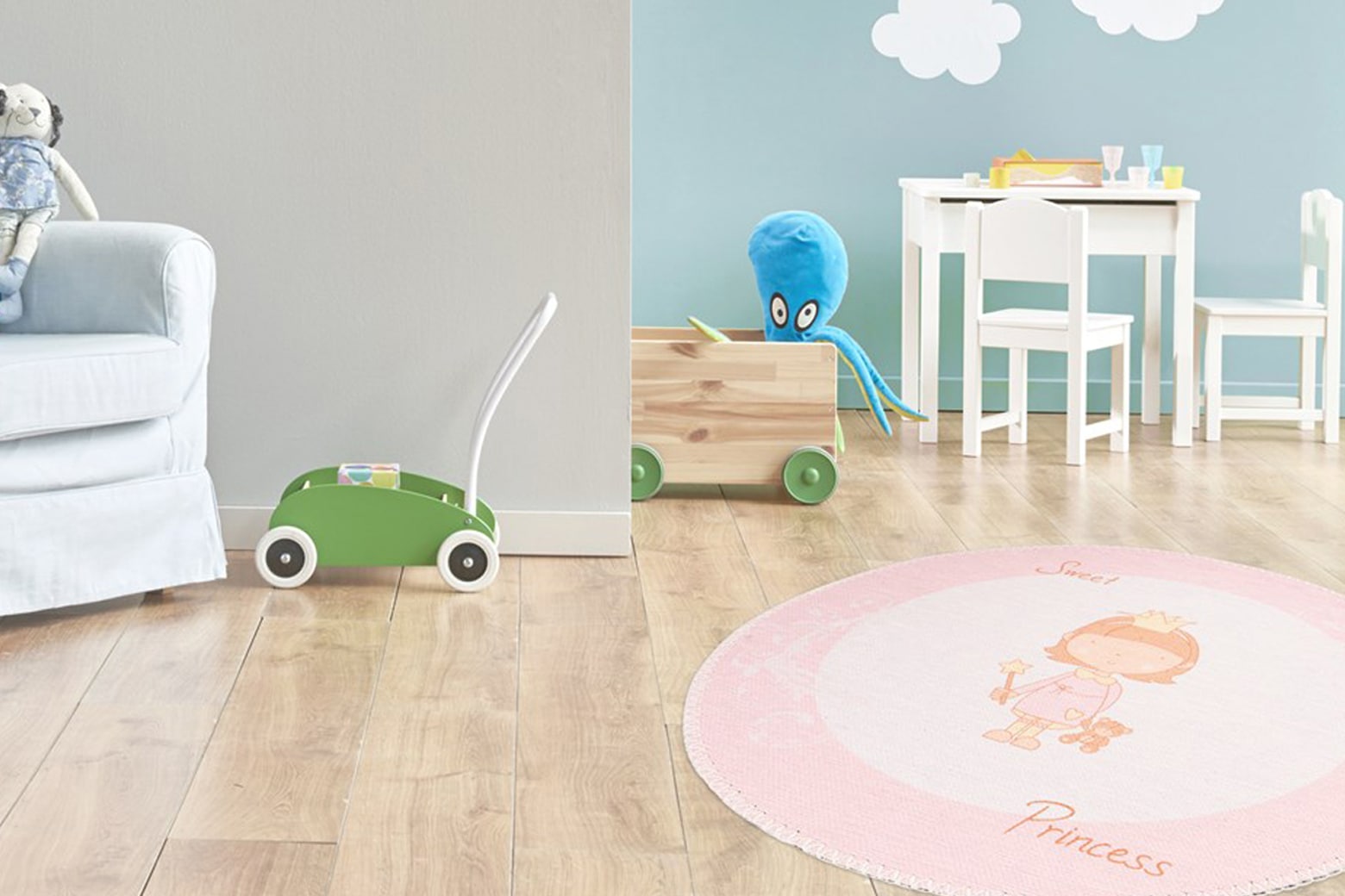 Arte Espina Kinderteppich »Bambini 300«, rund, 5 mm Höhe, Fantasievoll bedr günstig online kaufen