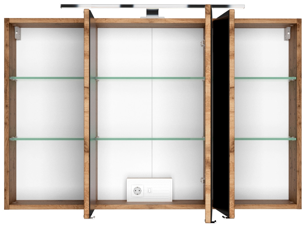 welltime Spiegelschrank »Baabe«, Breite 100 cm, mit 3D-Effekt, dank 3 Spiegeltüren