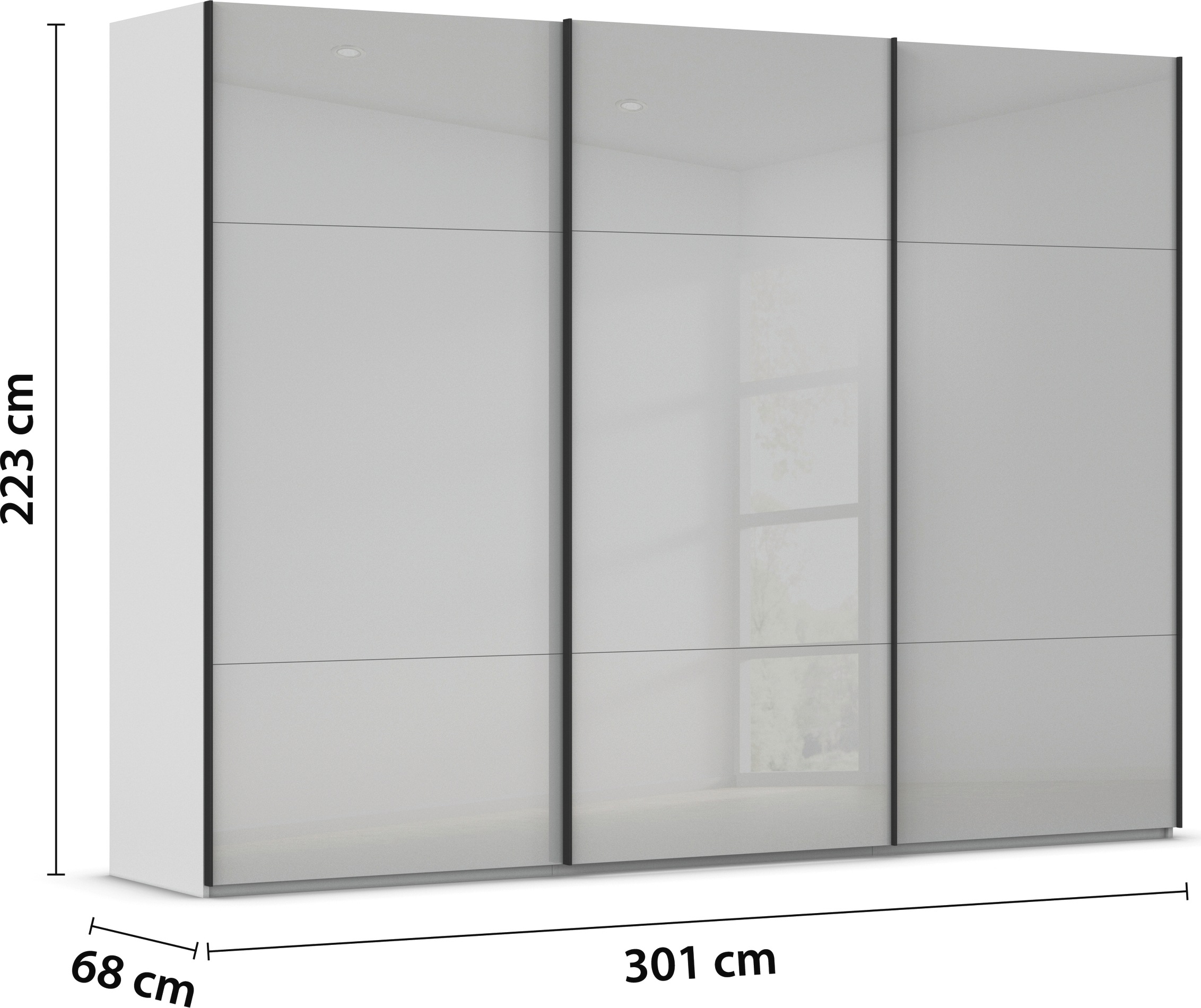 rauch Schwebetürenschrank »Kleiderschrank Schrank Garderobe Schlafzimmerschrank CONTIDO«, (in 3 verschiedenen Ausstattungen BASIC/CLASSIC/PREMIUM), aus hochwertigem Material in 6 Breiten 2 Griff-Farben MADE IN GERMANY