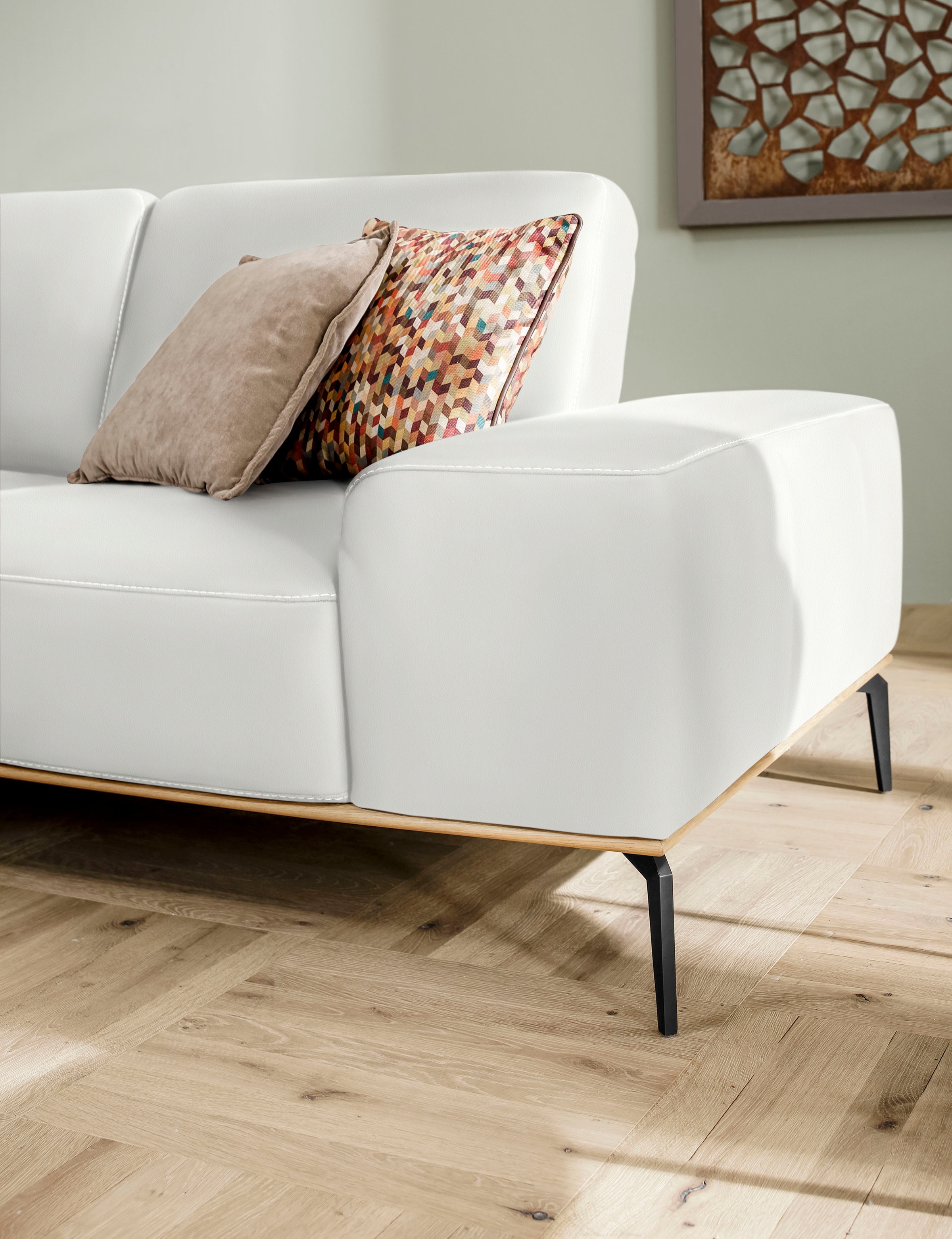 W.SCHILLIG Ecksofa »run, Designsofa mit tollem Sitzkomfort, bequem, L-Form«, mit Holzsockel, Füße in Schwarz pulverbeschichtet, Breite 299 cm