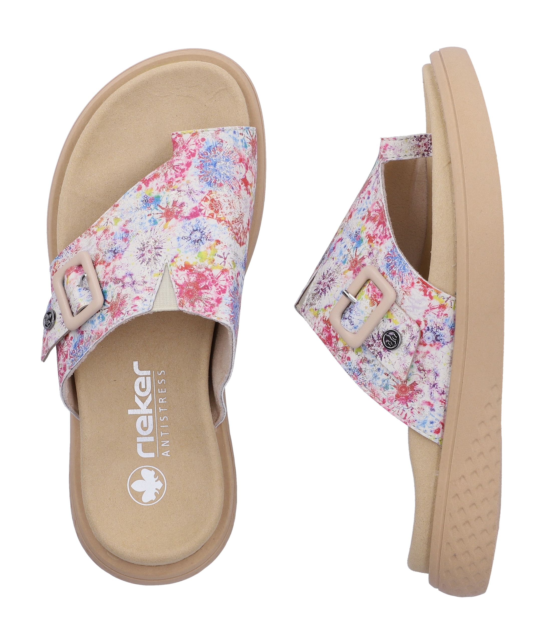 Rieker Zehentrenner  Pantolette, Sommerschuh, Hausschuh zum Schlupfen