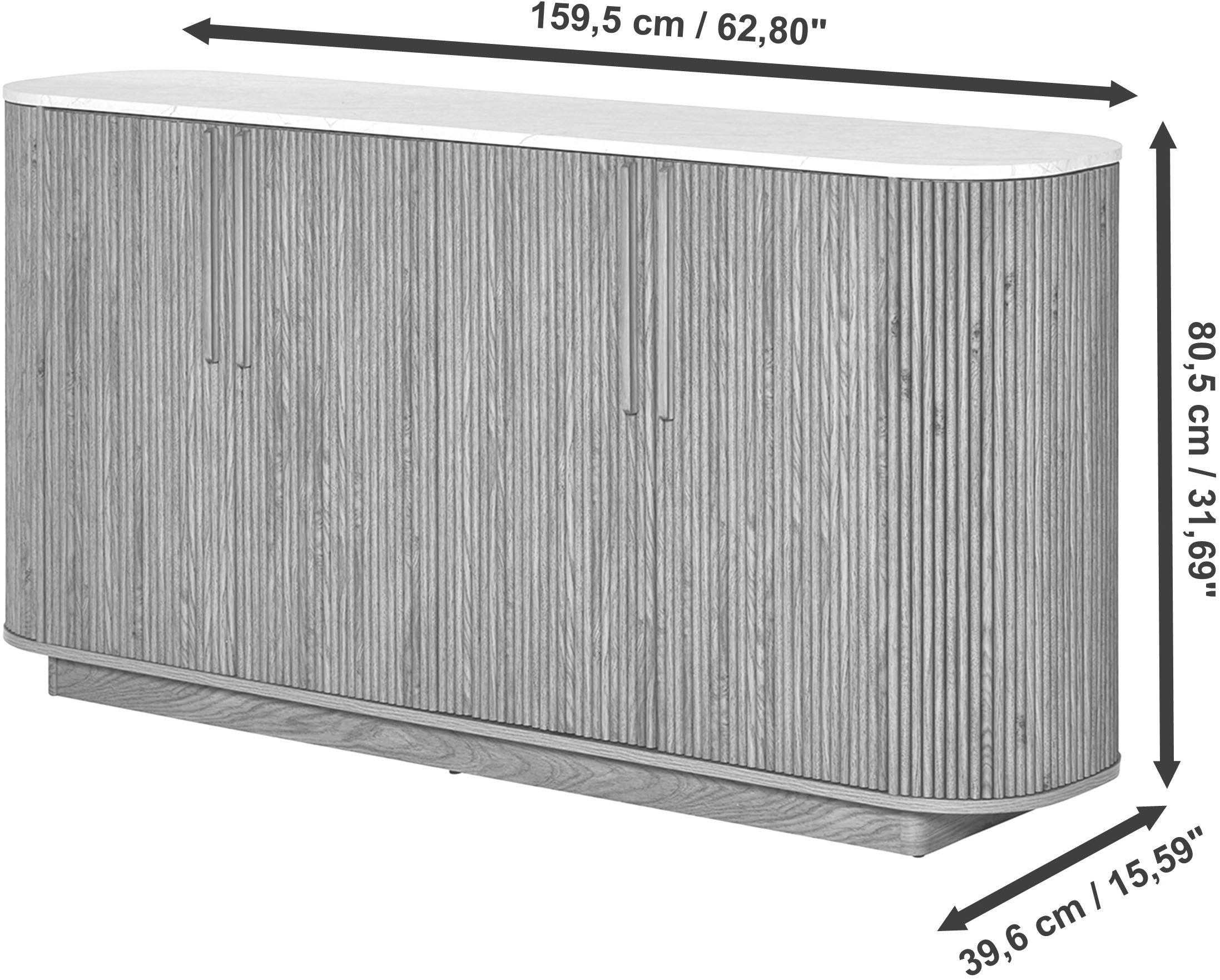 Jahnke Sideboard »STRING SB 160«, (1 St.), Sideboard, 4-türig, Marmor-Look, Breite 159,5 cm