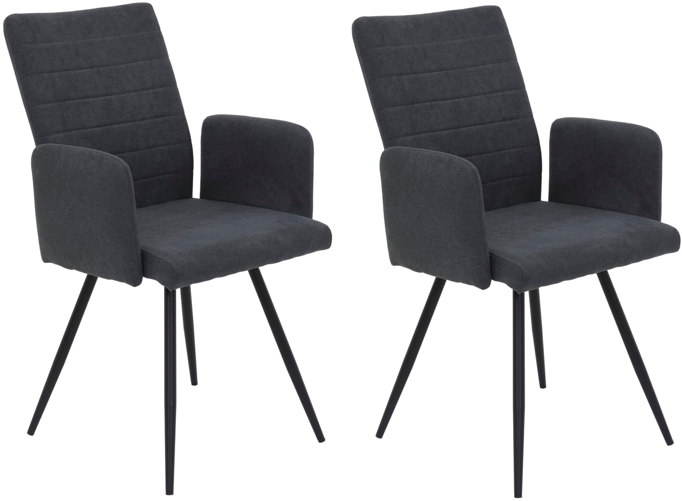 HELA 4-Fußstuhl »PARIS« (Set) 2 Stk.4-Fuß, Rundrohrgestell konisch, mit Armlehnen, gepolstert Anthrazit/Schwarz + Schwarz