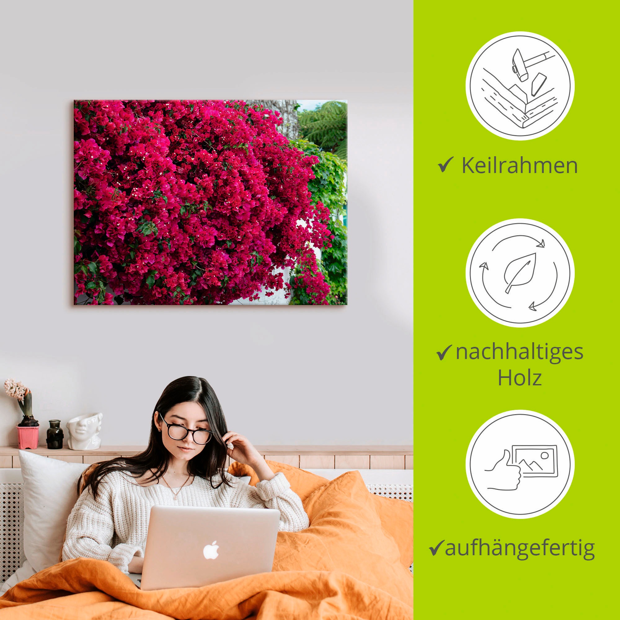 Artland Leinwandbild »Blumen«, Blumen, (1 St.), auf Keilrahmen gespannt