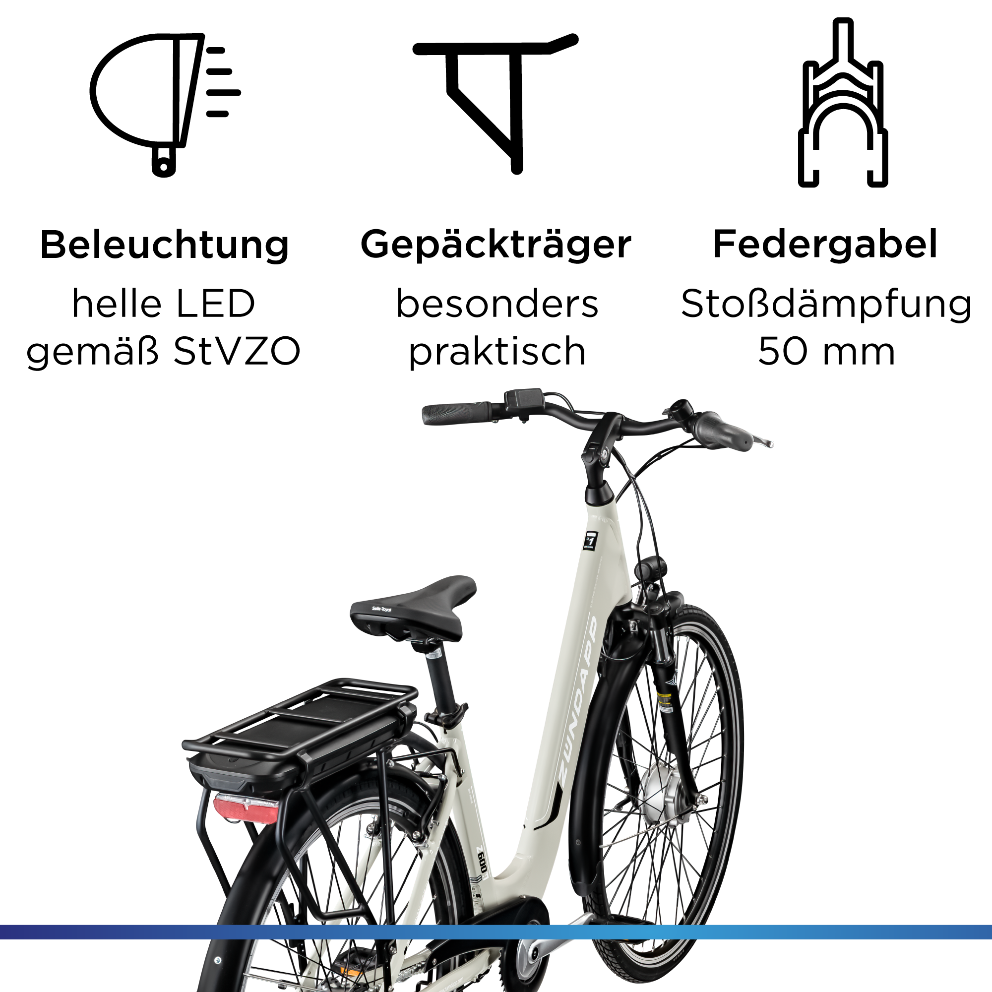 Zündapp »Z600« 7 Gang Nabenschaltung Frontmotor 250 W City E Bike Damen 28 Zoll Elektrofahrrad 7 Gang 150-165cm Damenfahrrad