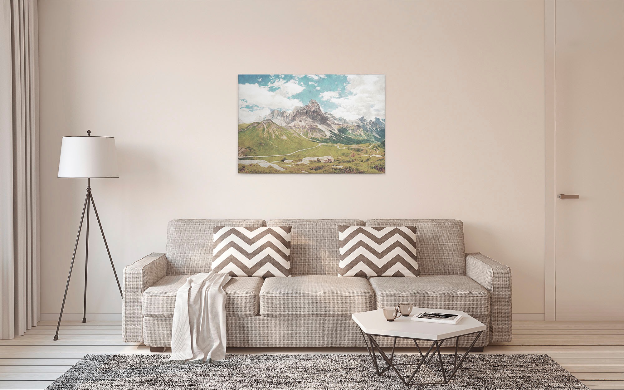 A.S. Création Leinwandbild »dolomiti«, Kunst-Berge-Kinder, (1 St.), Keilrahmen Bild Landschaft Berge Leinwand-Bild Wohnzimmer modern Wand