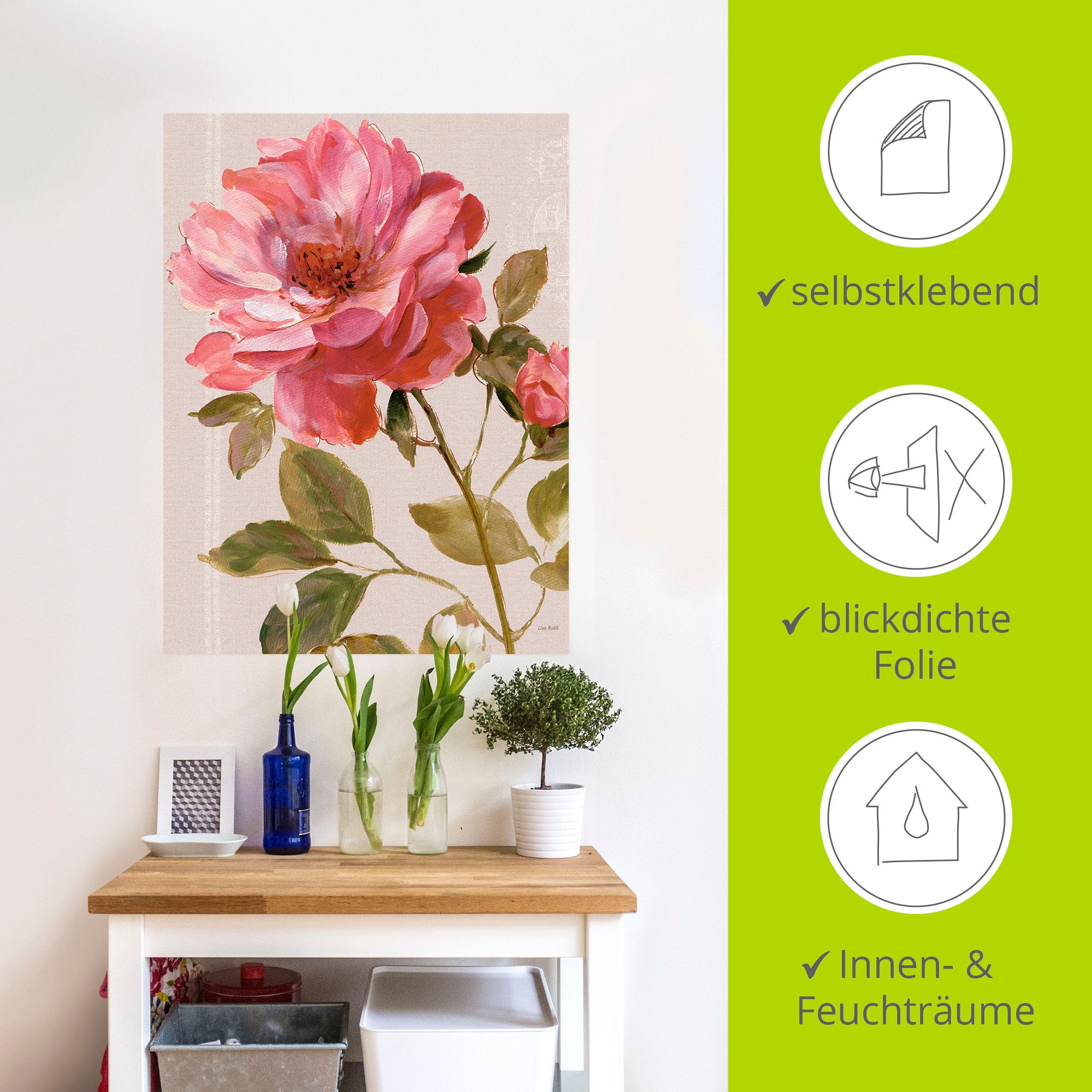 Artland Wandfolie »Harmonische Rosen«, Blumen, (1 St.), selbstklebend