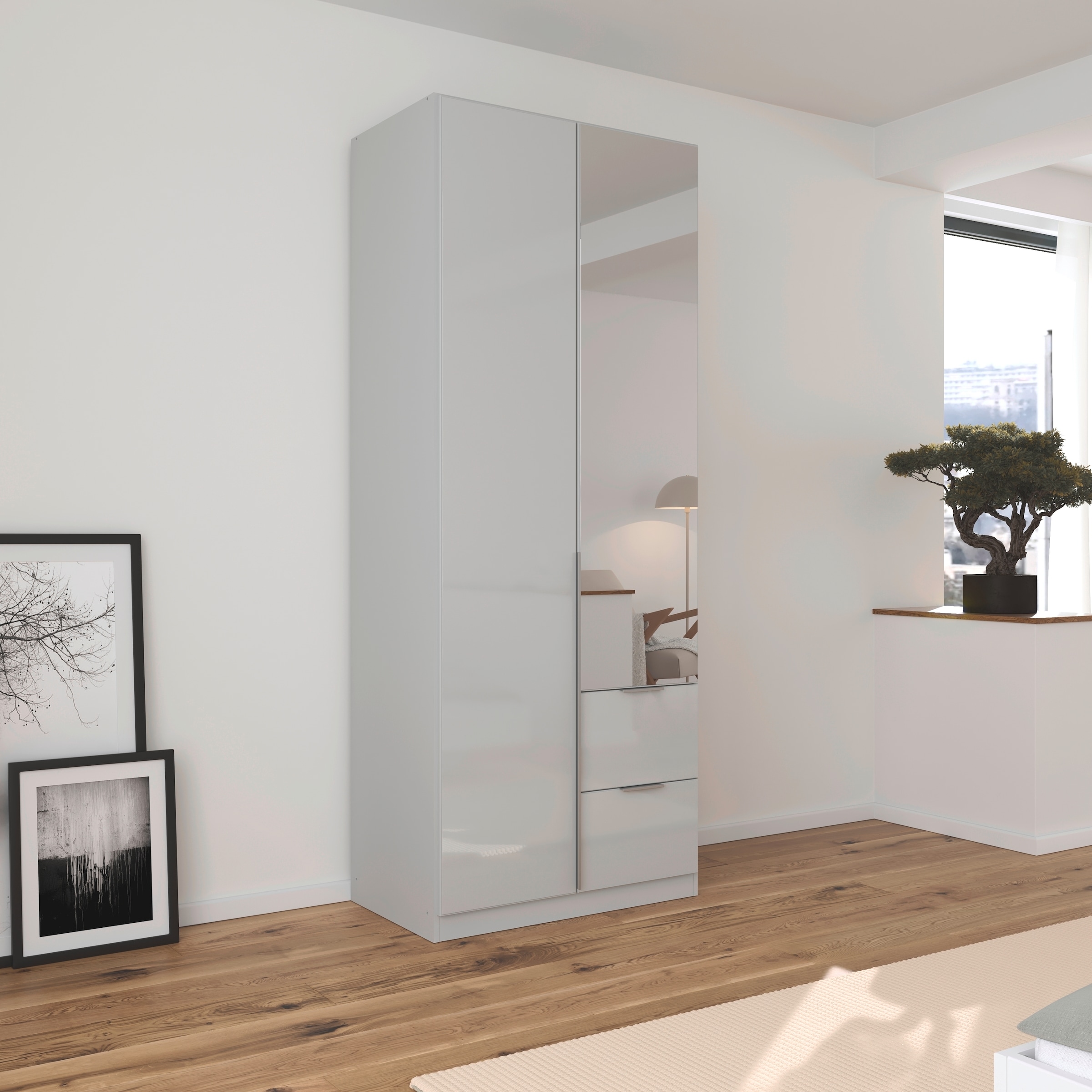 rauch Drehtürenschrank »Kleiderschrank Kleiderschränke Schrank Garderobe AGORDO mit Glasfront«, mit Außenschubkästen, in 6 Breiten und 2 Höhen MADE IN GERMANY