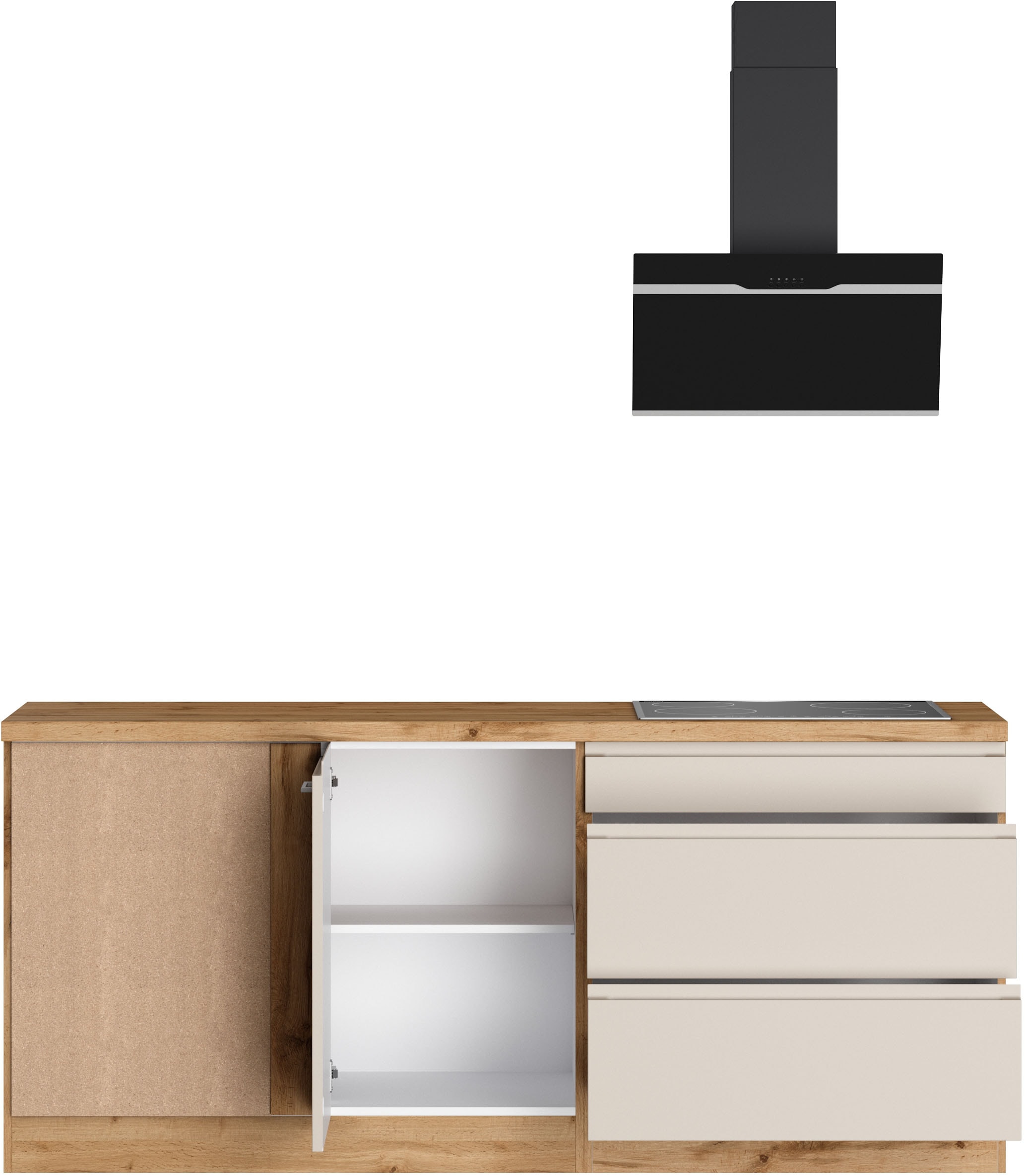 KOCHSTATION Winkelküche »KS-Virginia,neu in verbesserter Ausführung« Arbeitsplatte 38 mm stark, Stauraum, Softclose,  Stellbreite 230/190 cm, Soft-Close,wahlweise mit E-Geräten