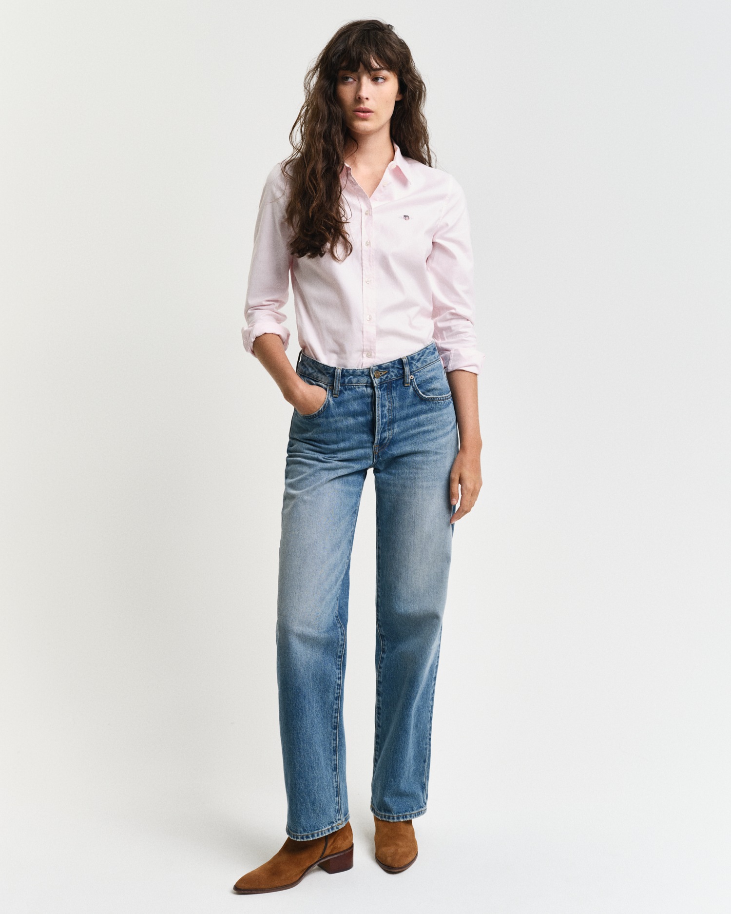 Gant Langarmbluse »New Slim Stretch Oxford Blouse« für bequemen Sitz u. Bewegungsfreiheit, New Slim Stretch, bügelfrei