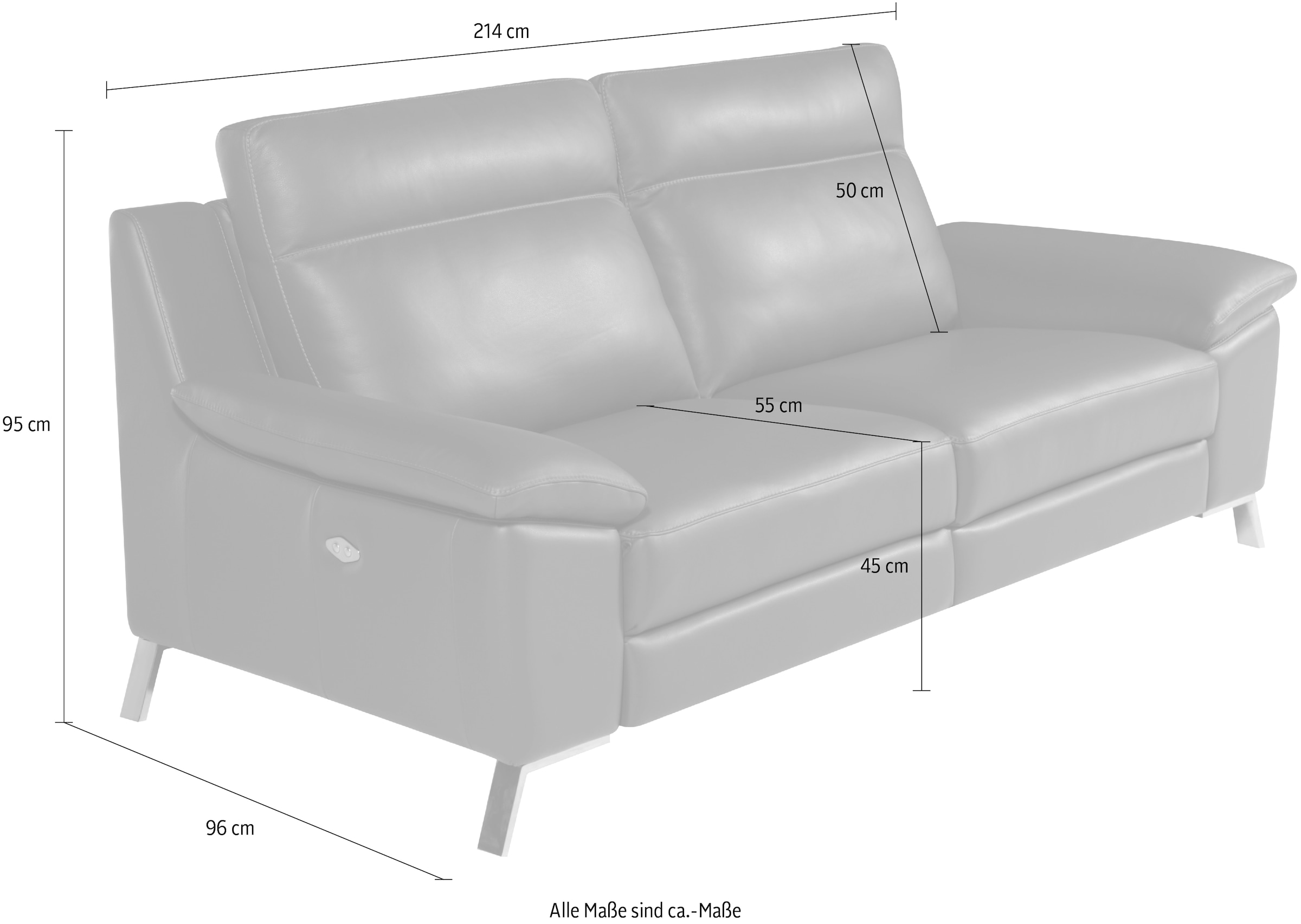 CALIA ITALIA 3-Sitzer »Roby italienisches Designsofa mit exzellentem Sitzkomfort«, erstklassigem Lederbezug