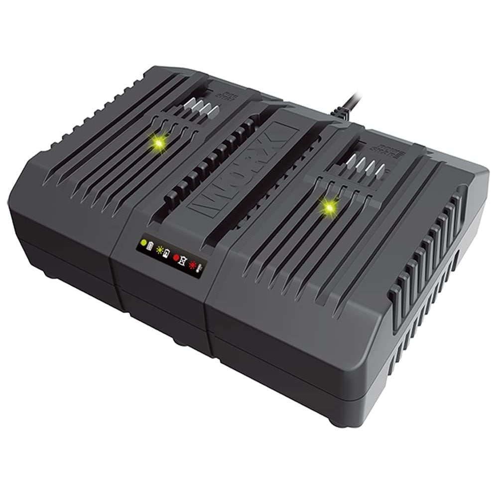 Worx Werkzeug-Akku-Ladetechnik »WA3883 Dual-Ladegerät«, 4000 mA, gleichzeitiges Aufladen, 2 Lademodi, für alle PowerShare