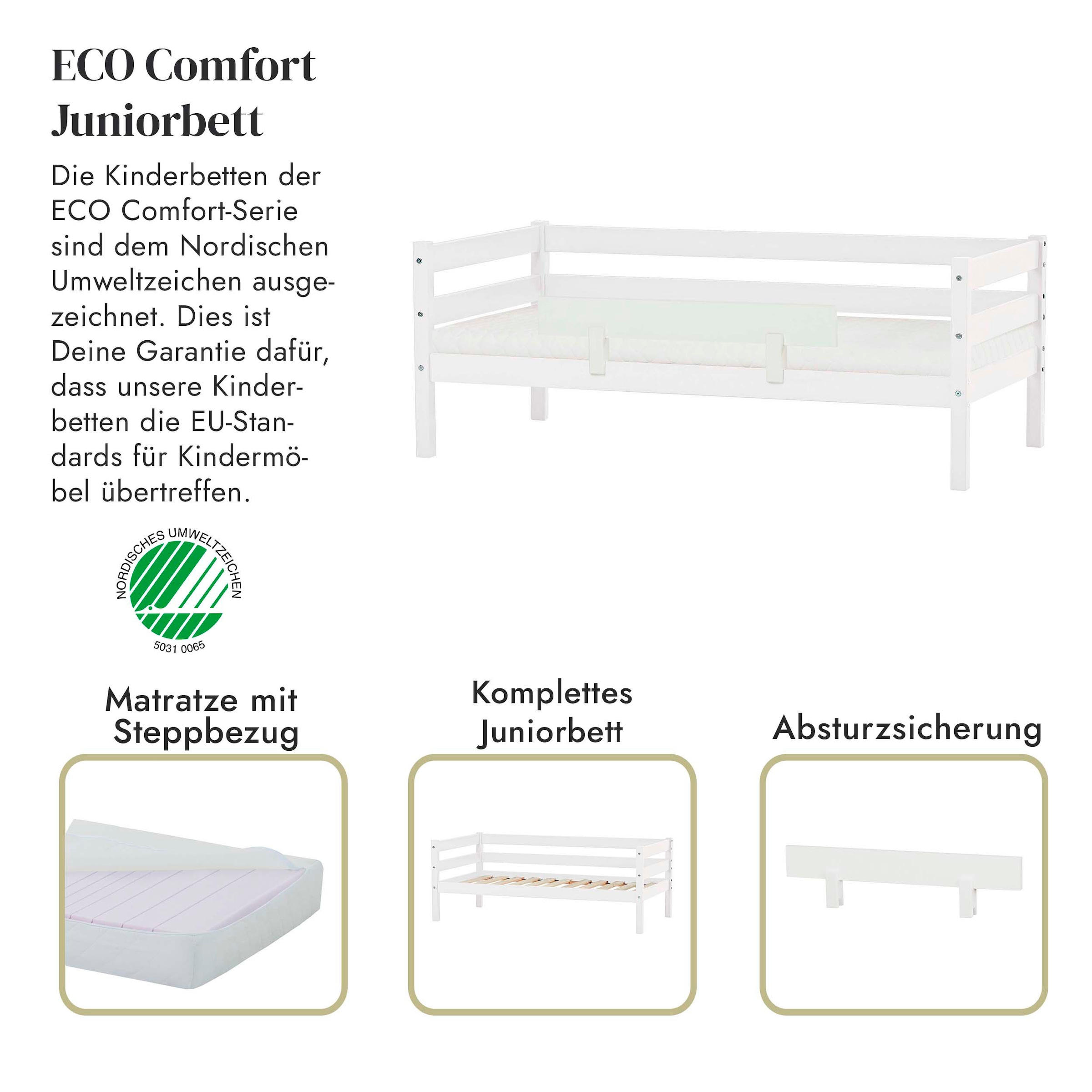 Hoppekids Einzelbett »ECO Comfort Kinderbett, Kiefer Massivholz, Jugendbett inkl. Rollrost«, 70x160 cm, wahlweise in verschieden Farben/ Matratze/ Absturzsicherung