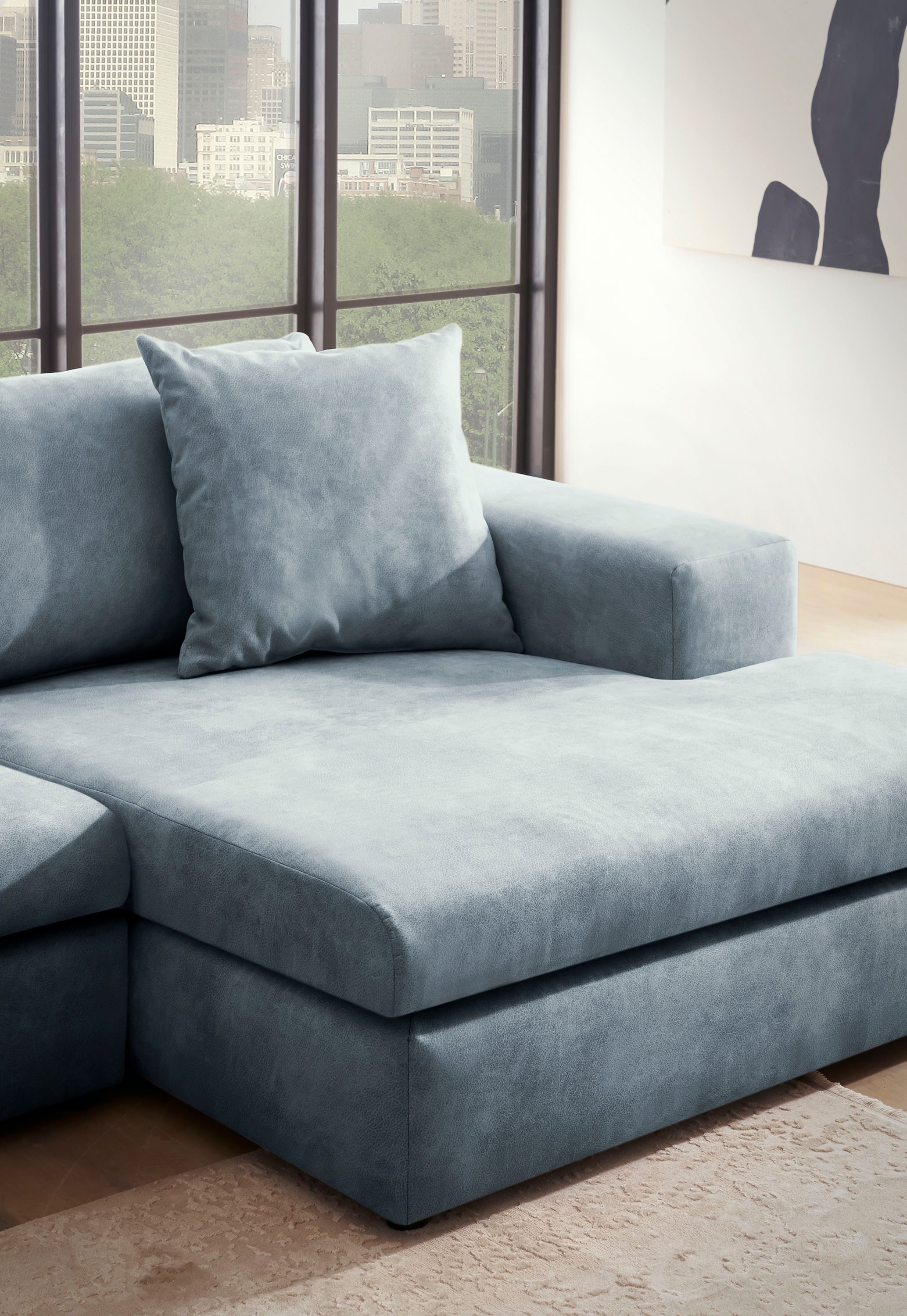 andas Ecksofa »SLEETLAND XXL in Samtvelours oder Vintage-Leder-Optik, L-Form,«, besonders groß und bequem