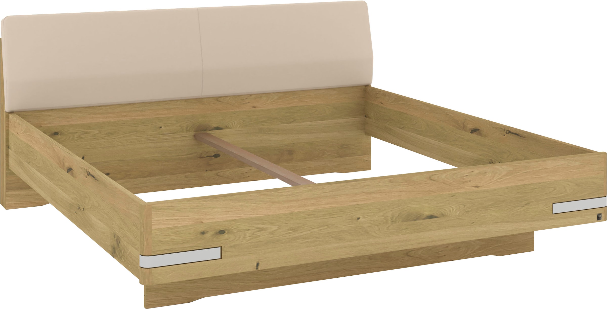 Musterring Holzbett »Savona«, (Belastbarkeit 220 Kg, 4-fache Liegehöhenverstellung, MADE IN GERMANY), Kopfteil Kunstleder Champagner, Details in Chrom, verschiedene Größen