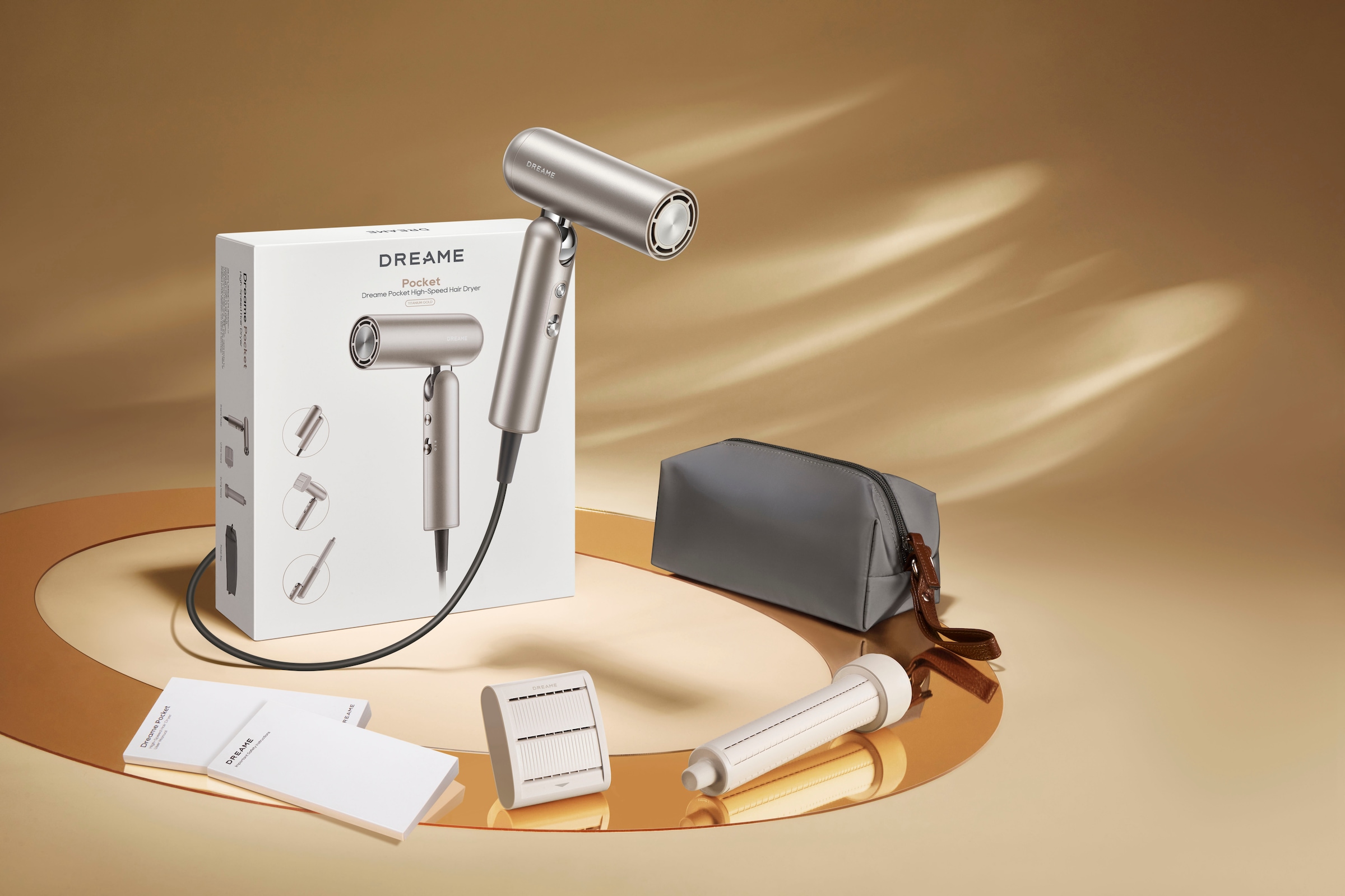 Dreame Haartrockner »Pocket High-Speed Hair Dryer«, 1300 W, 2 Aufsätze, klappbarer Reiseföhn, 2 Düsen für verschiedene Frisuren