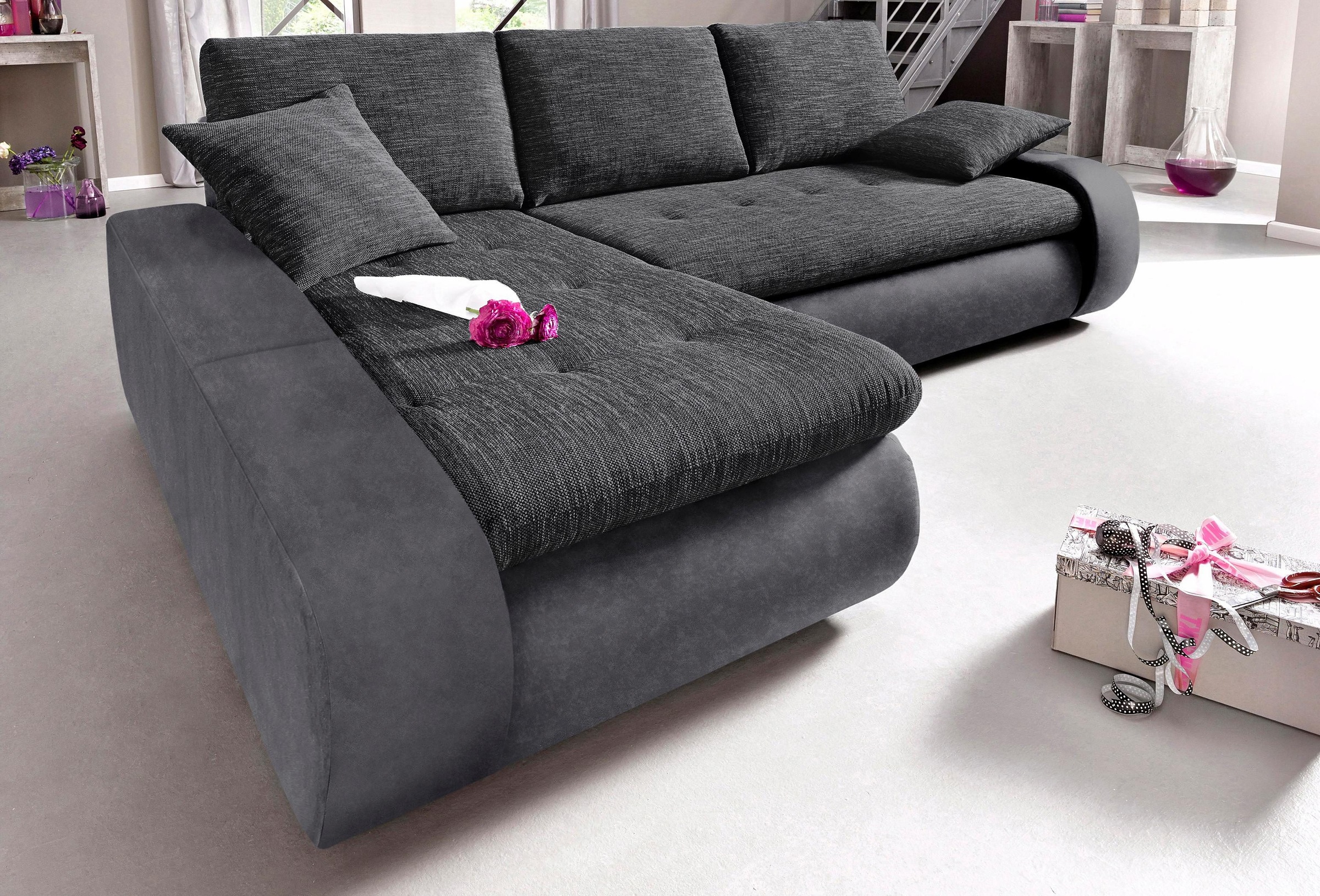 TRENDMANUFAKTUR Ecksofa »Indie, modern und bequem, Materialmix, L-Form«, wa günstig online kaufen