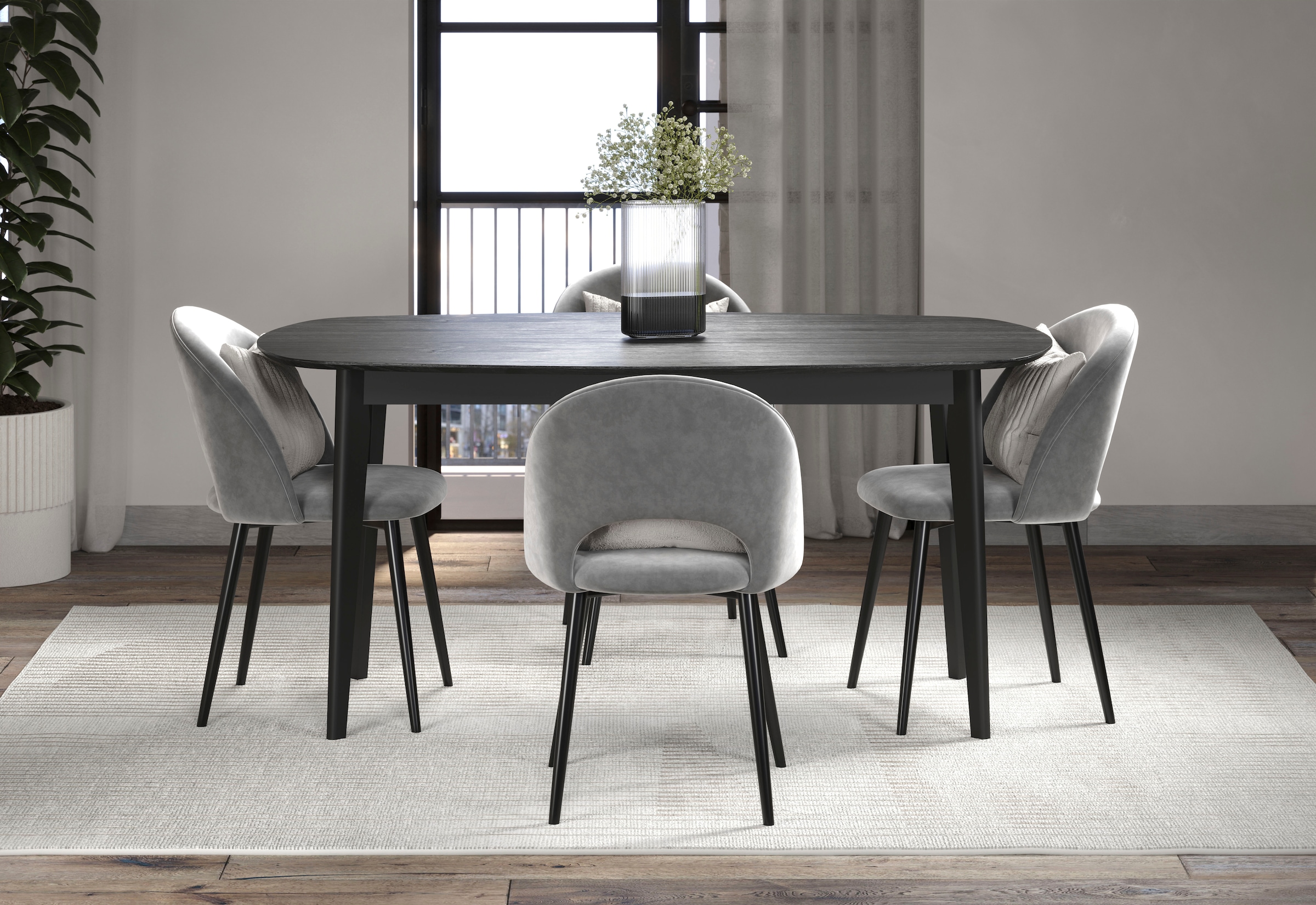 Home affaire Esstisch »Ronda« 1 Stk. tlg. Esszimmertisch oval auf Massivholzfüßen - (B/T/H) 160/90/77 cm