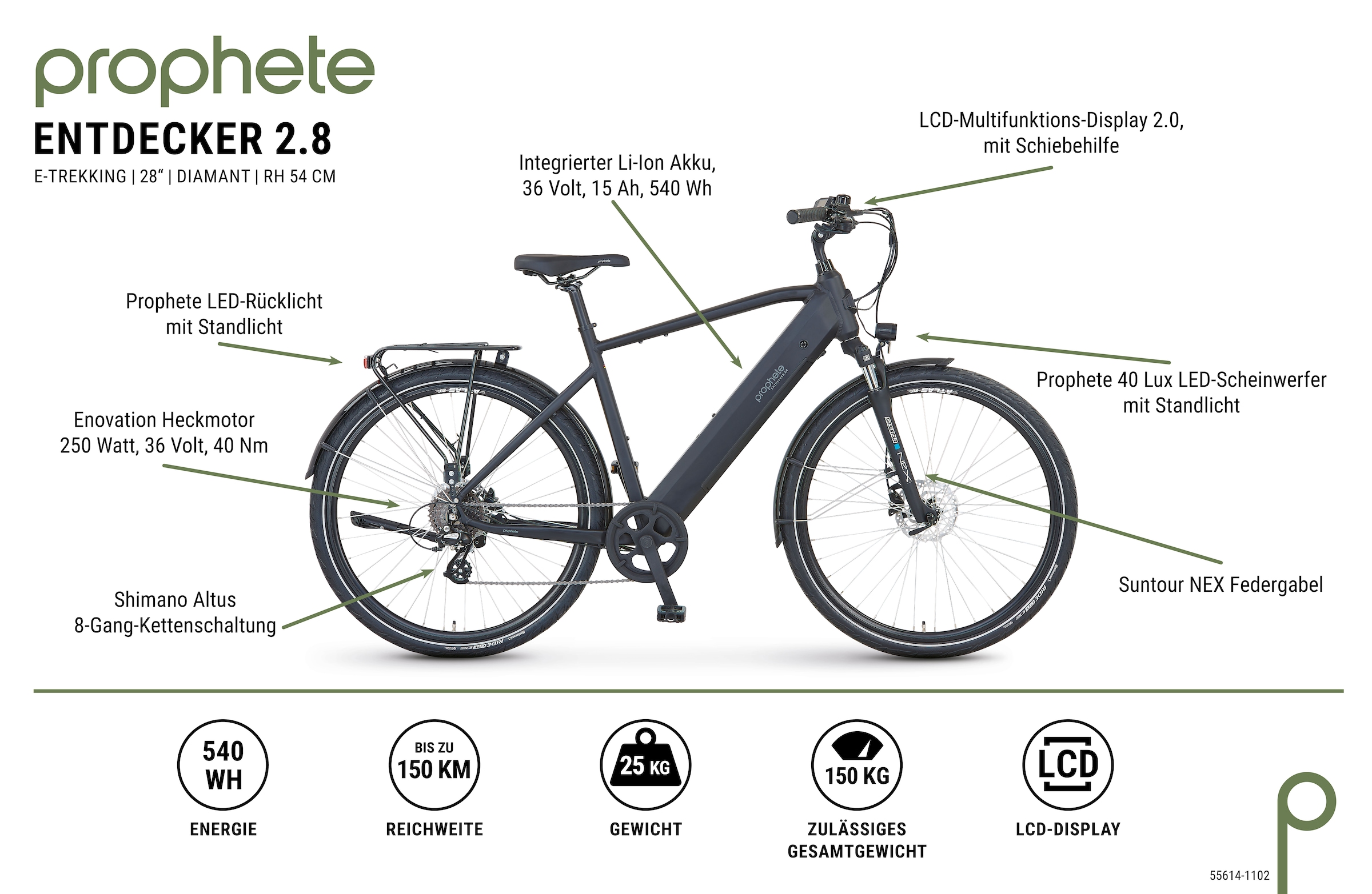 Prophete E-Bike »Entdecker 2.8«, 8 Gang, Shimano, Altus, Heckmotor 250 W, Pedelec, Elektrofahrrad für Herren