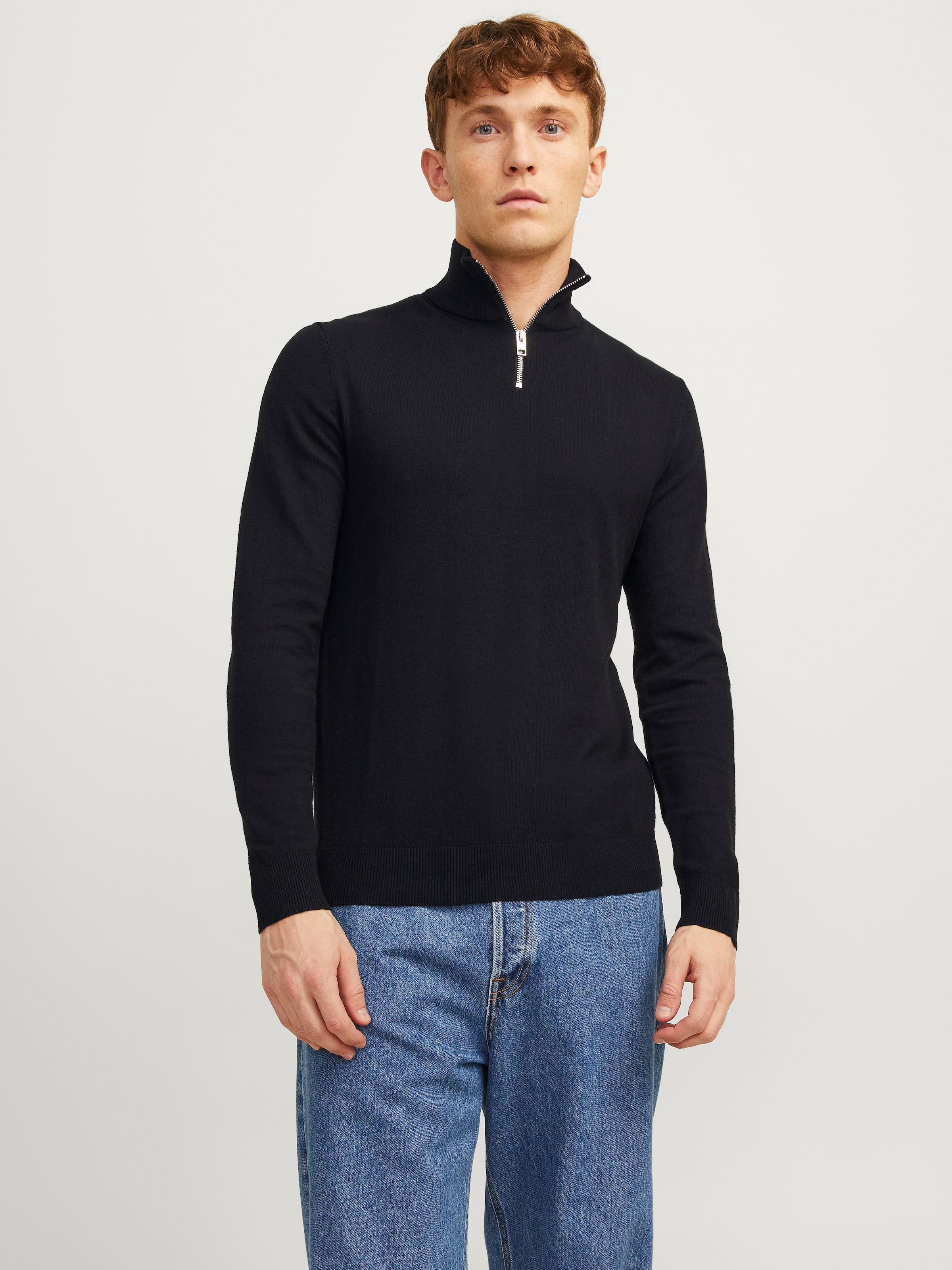 Jack & Jones Strickpullover »EMIL KNIT HALF ZIP« mit kurzem Reißverschluss im Troyer-Look