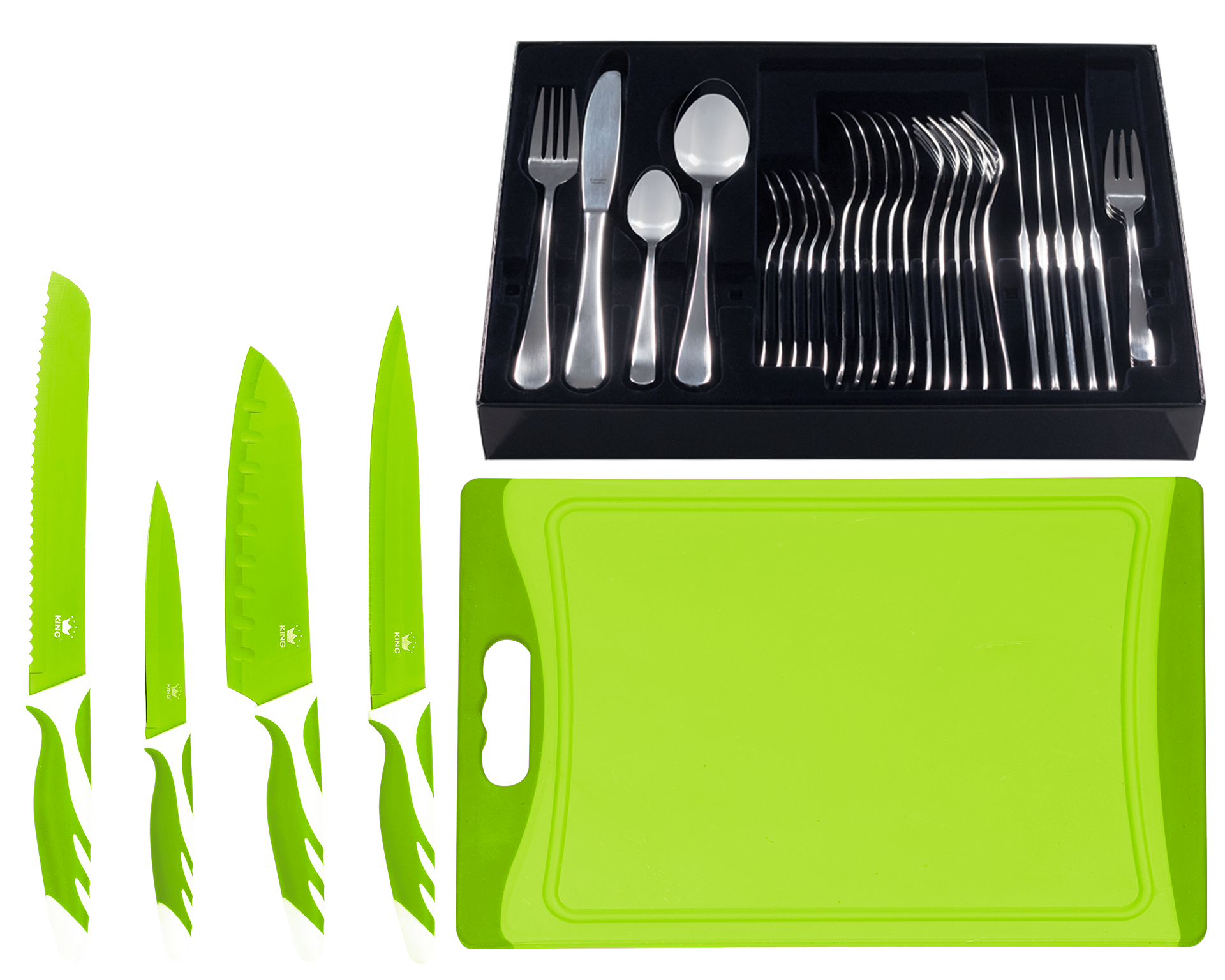 KING Besteck-Set »»BAS« inkl. Etui, 4 Küchenmesser und 1 Schneidebrett« günstig online kaufen