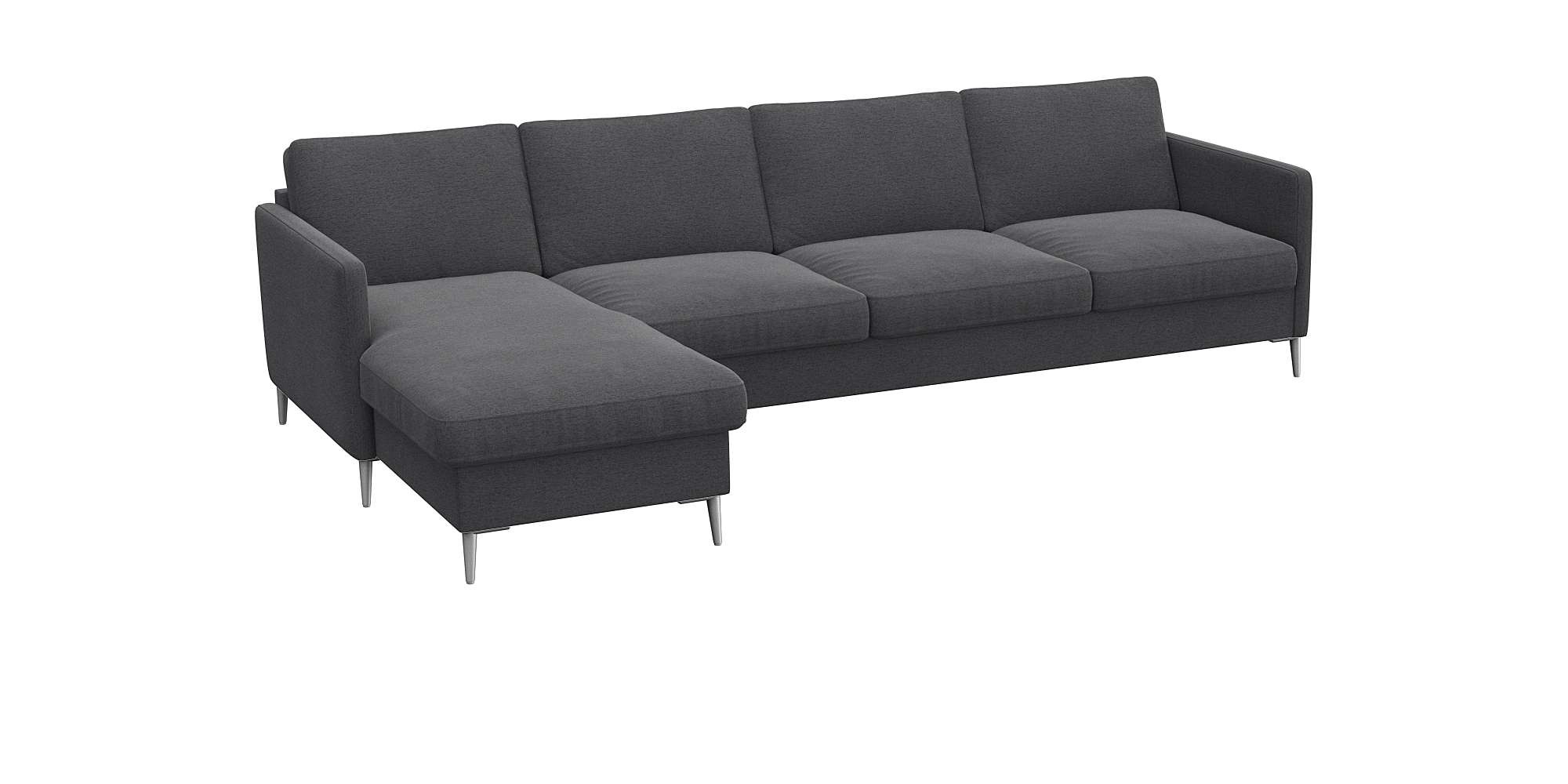 FLEXLUX Ecksofa »Fiore, super Sitzkomfort durch Kaltschaum im Sitz, L-Form«, schmale Armlehnen, Füße Alu