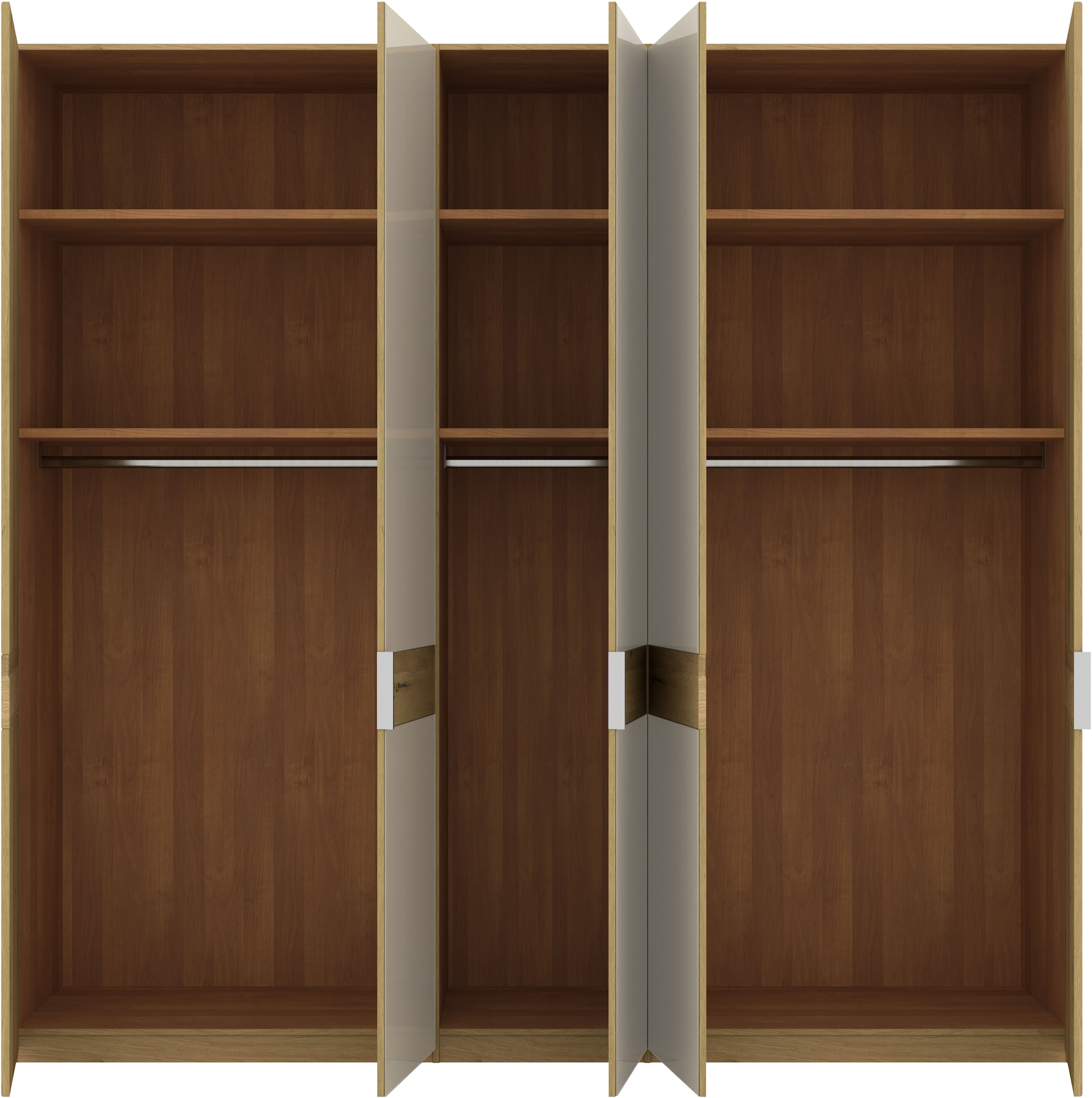 Musterring Drehtürenschrank »Savona, Kleiderschrank, Schrank, Garderobe, teilmassiv Eiche«, (mit Türdämpfern, mit Spiegel oder Glas, extra Böden, MADE IN GERMANY), Türen in Bianco-Eiche massiv, Spiegel-/Glastüren, verschiedene Größen