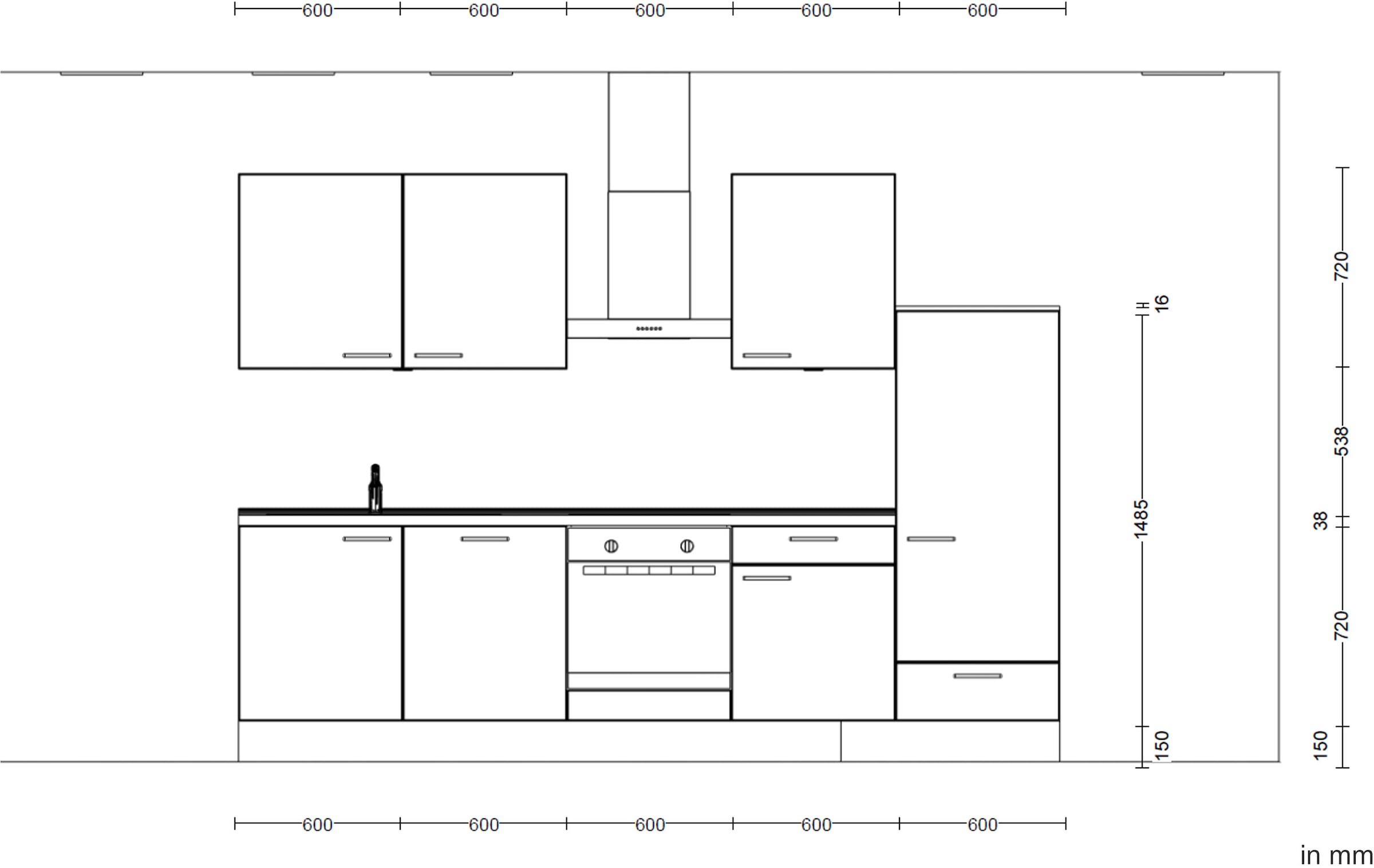 nobilia® Küchenzeile »"Easytouch I"«, vormontiert, Ausrichtung wählbar, Breite 300 cm, wahlw. mit E-Geräten