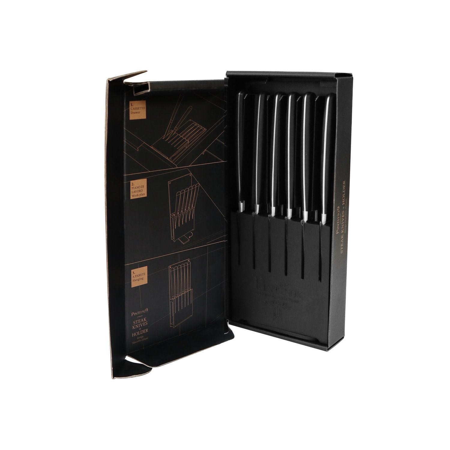 PINTINOX Steakmesser »KOBE mit Sägeschliff, im 6er Set mit Halter«