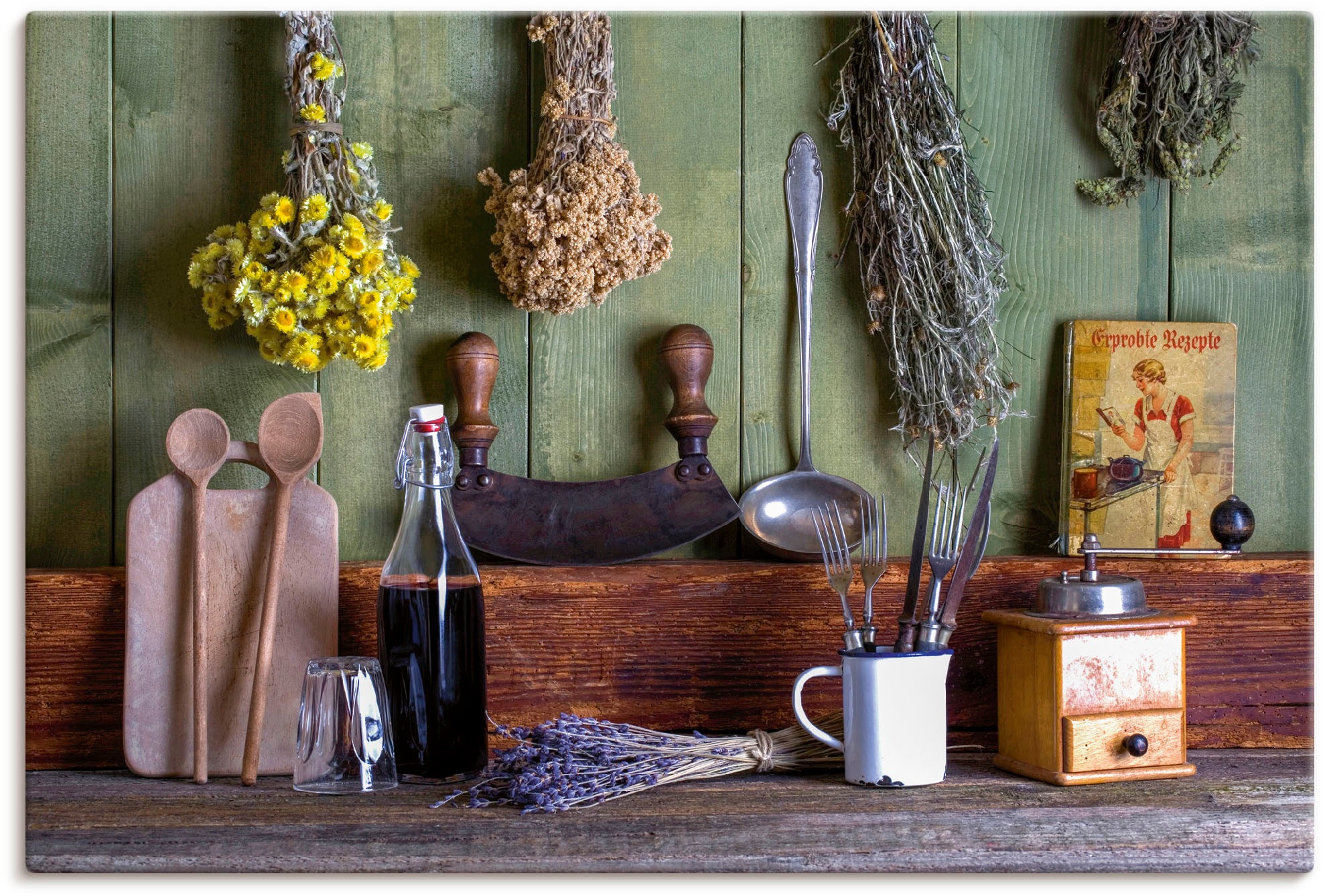 Artland Wandbild »Rustikale Küchenszene« Innenarchitektur 1 Stk. tlg. als A günstig online kaufen
