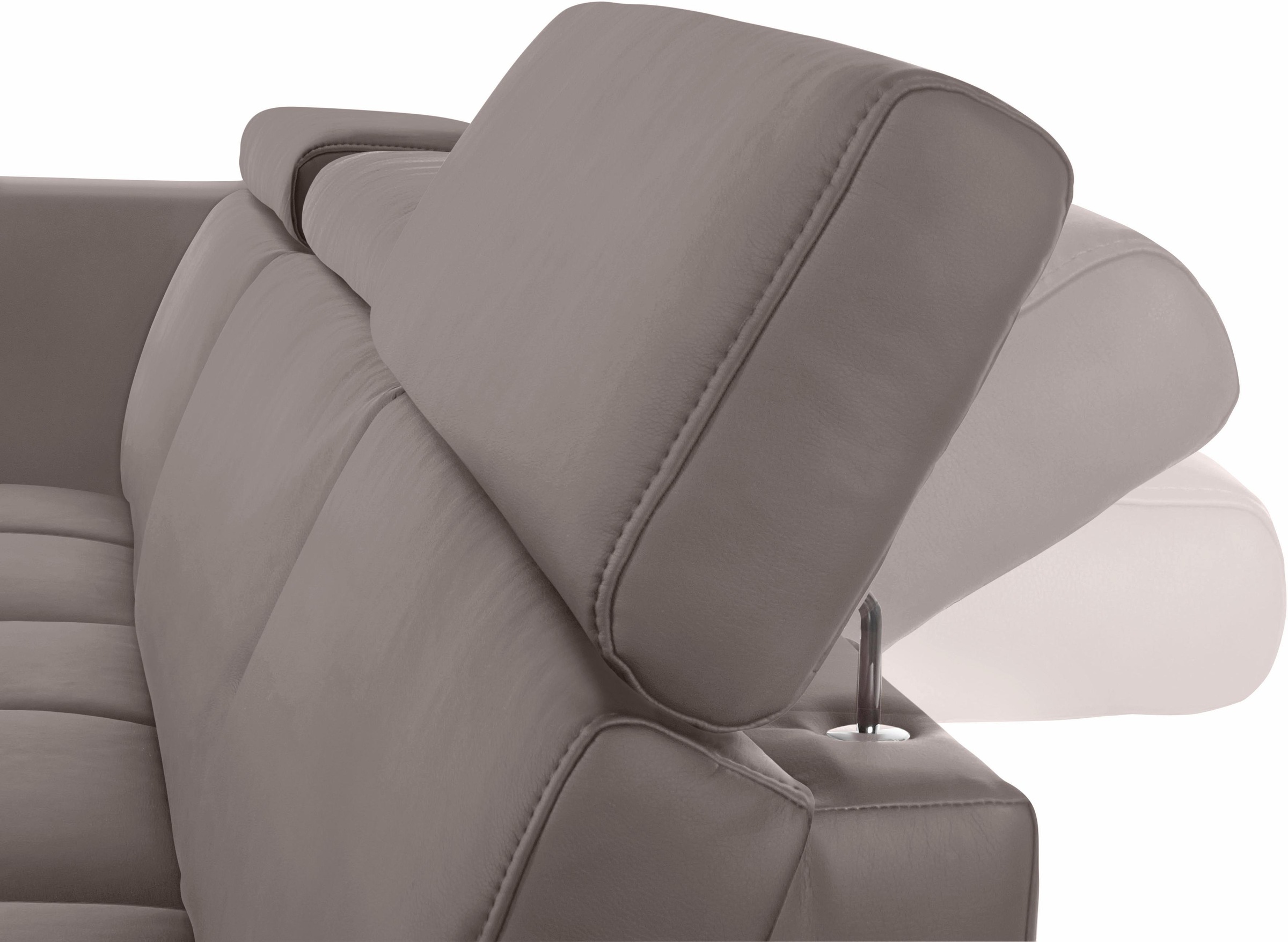 DOMO collection Ecksofa »Ava, moderne Sitzheftung mit toller Doppelnaht, komfortabel, L-Form«, mit Ottomane, inkl. Federkern, wahlweise mit Kopfteilverstellungen