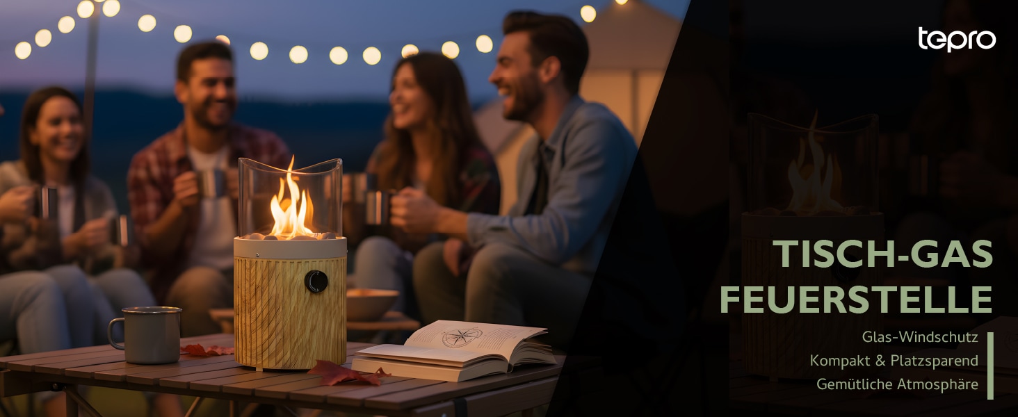 Tepro Feuerstelle »Tisch-Gasfeuerstelle mit Dekosteinen«