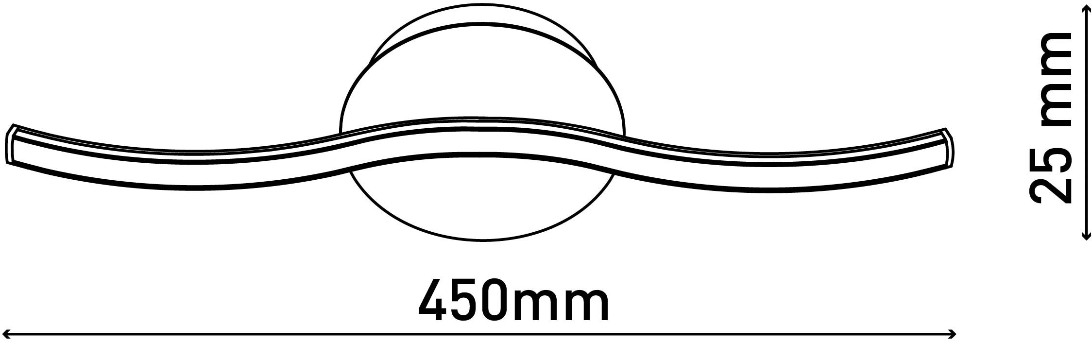 näve LED Deckenleuchte »Onda«, 1 flammig, Leuchtmittel LED-Modul | LED fest integriert, Deckenlampe, Wandleuchte warmweiß, L: 45cm, 6W, schwarz-matt, IP20