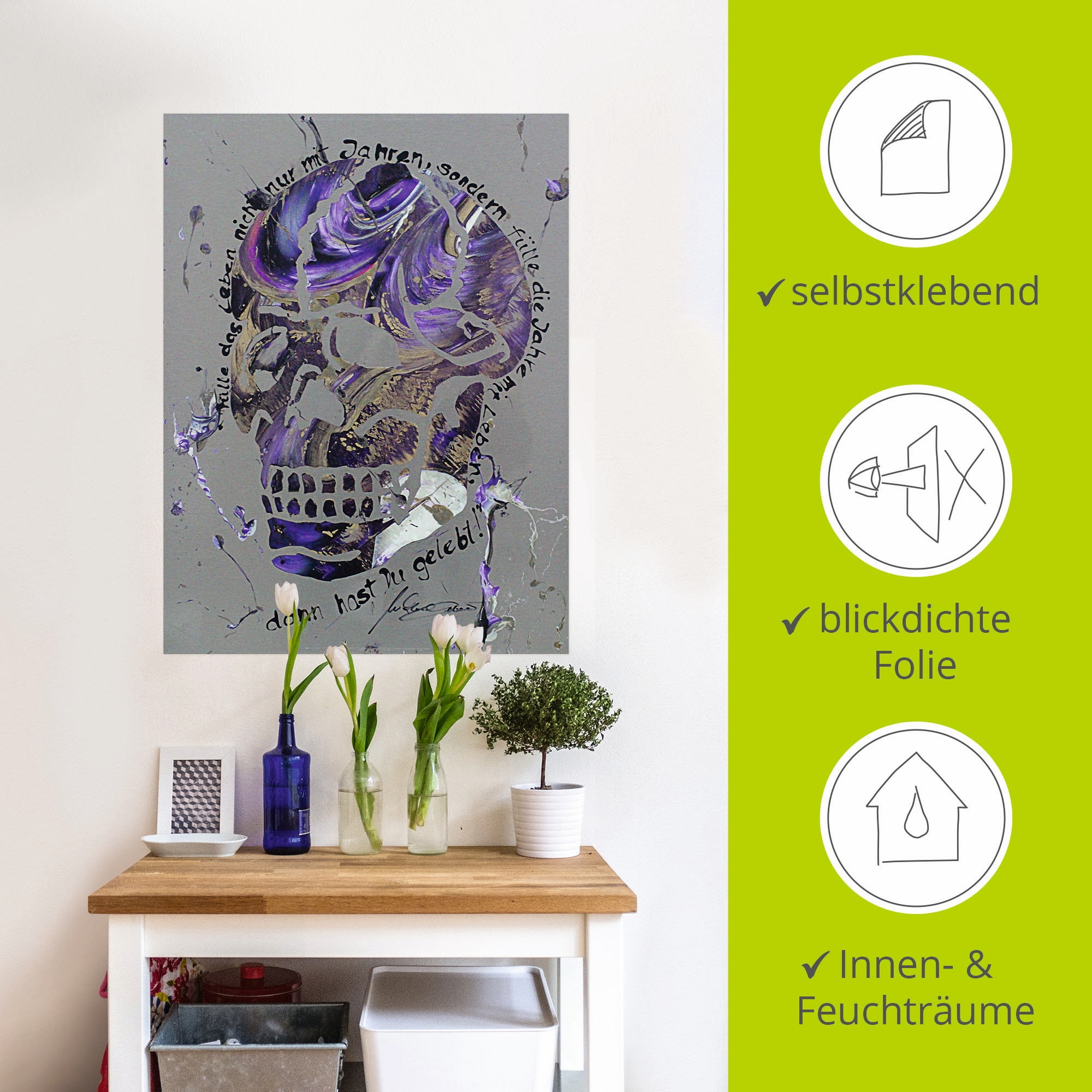 Artland Wandbild »Totenkopf 3«, Körper, (1 St.), als Leinwandbild, Wandaufkleber in verschied. Größen