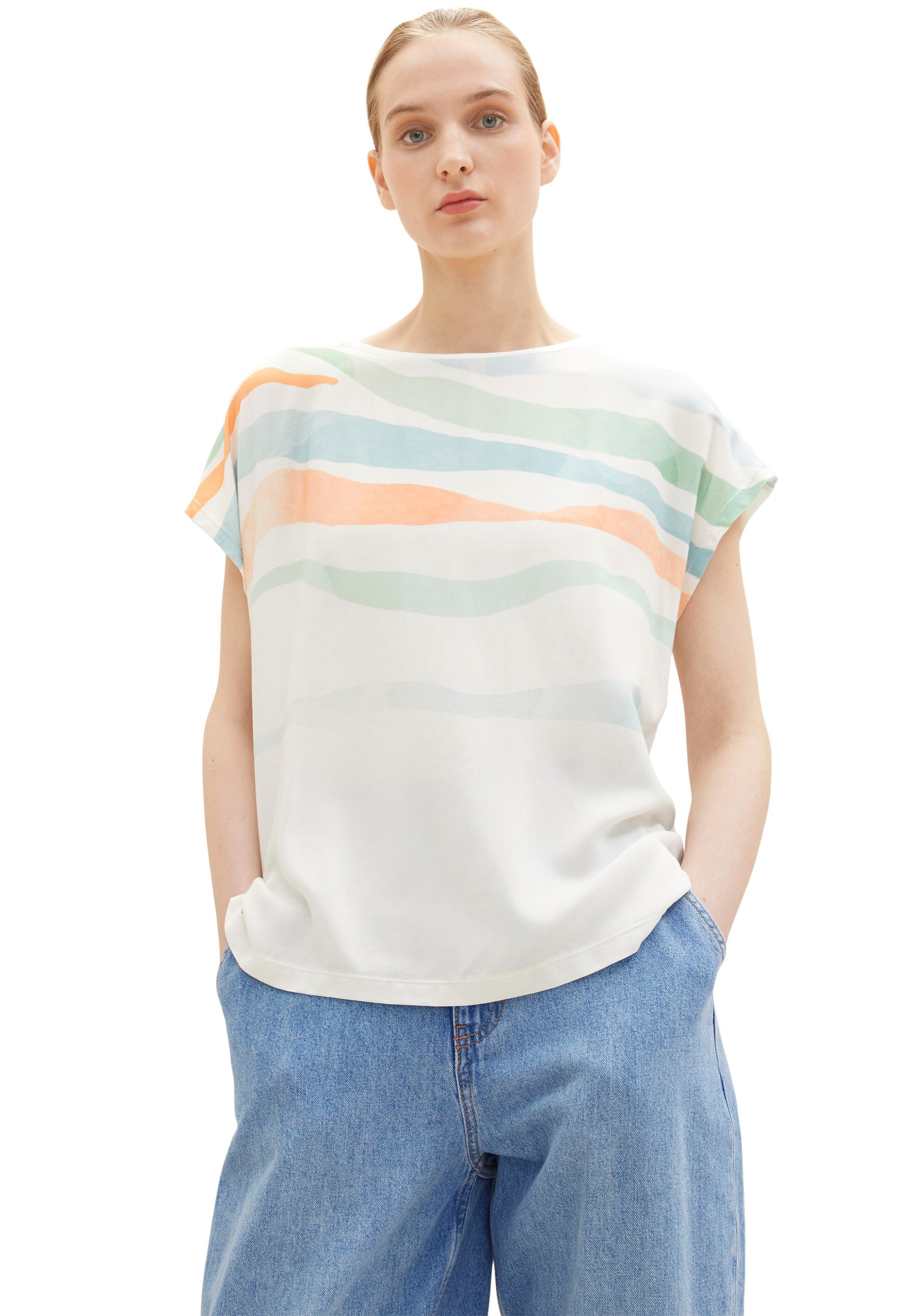TOM TAILOR T-Shirt, mit online bestellen wellenförmigem Print