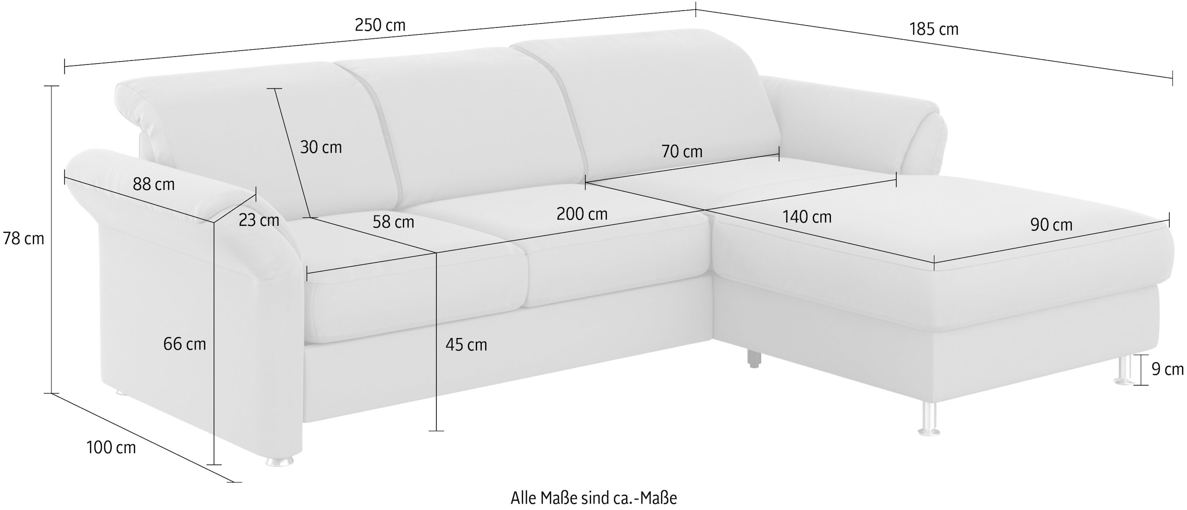 sit&more Ecksofa »Apulia L-Form«, wahlweise Bettfunktion, Bettkasten und Kopf- und Armteilverstellung
