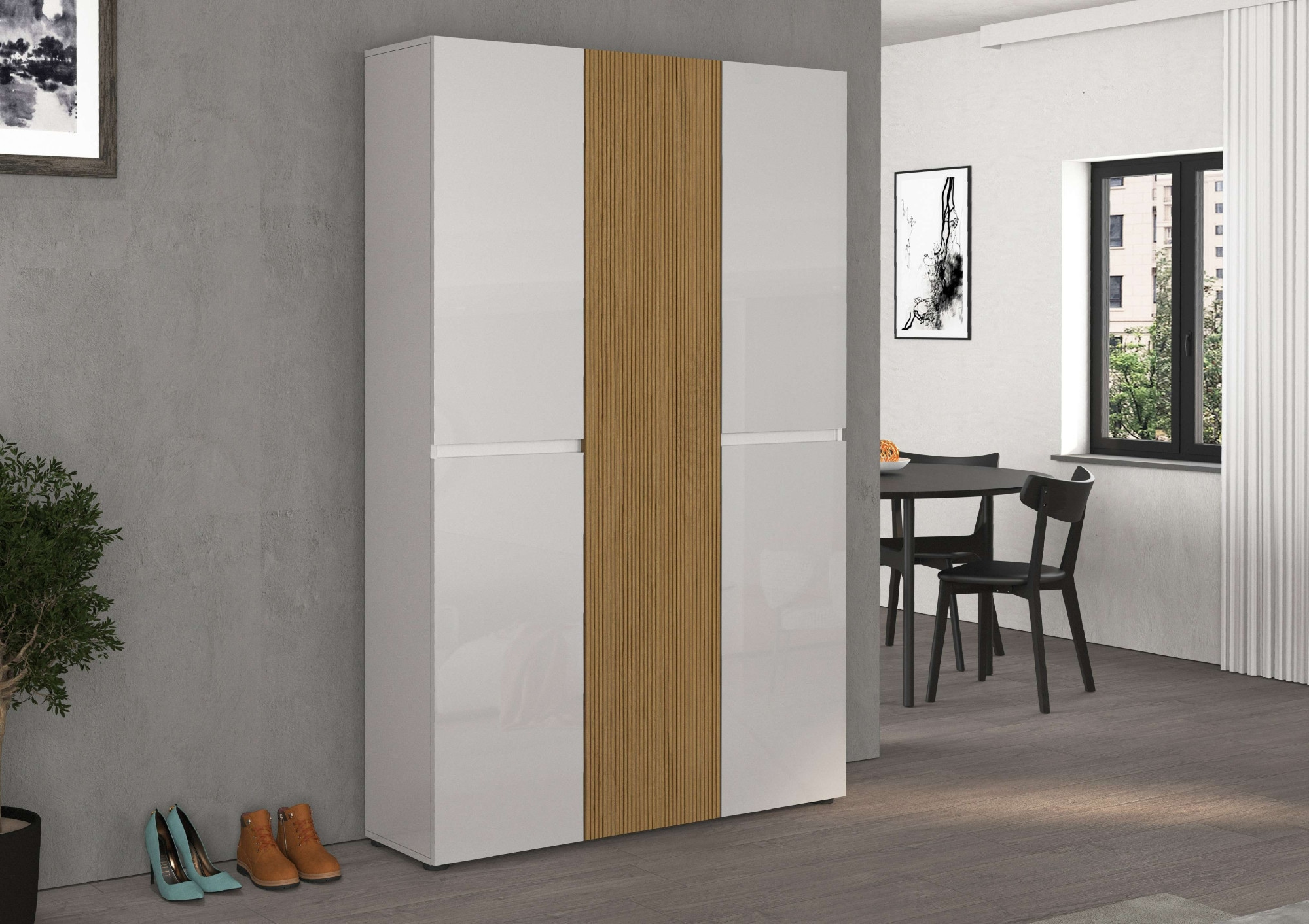 INOSIGN Schuhschrank »LADY, Schuhkommode,Schuhmöbel,Schuhablage,Schuhregal«, mit 20 Einlegeböden, 24 Fächer, Tür mit Rillenoptik, ca.58 paar Schuhe