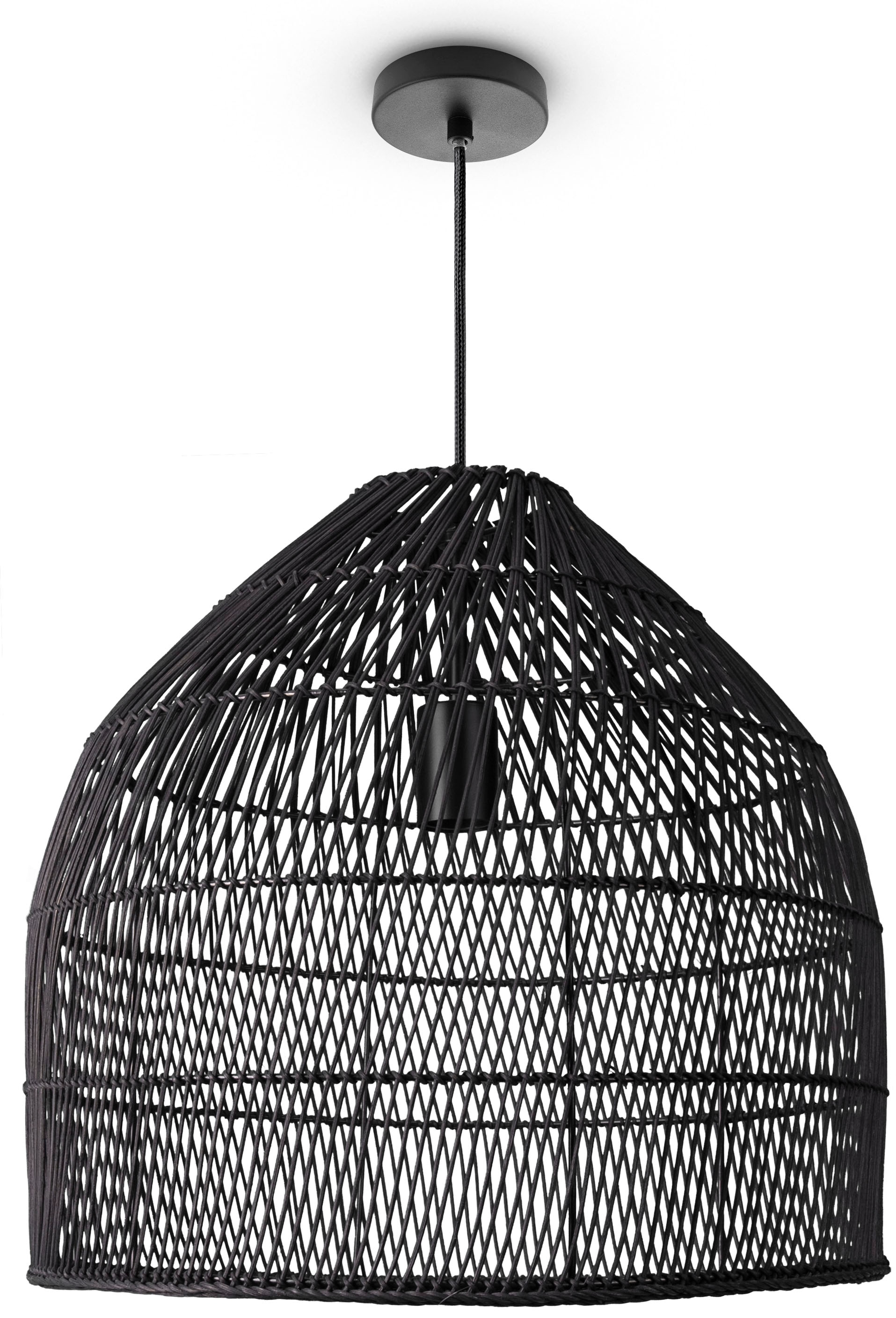Paco Home Pendelleuchte »LINNU«, Leuchtmittel E27 | ohne Leuchtmittel, Korblampe Rattan Pendelleuchte Wohnzimmer Boho Deckenlampe Natur