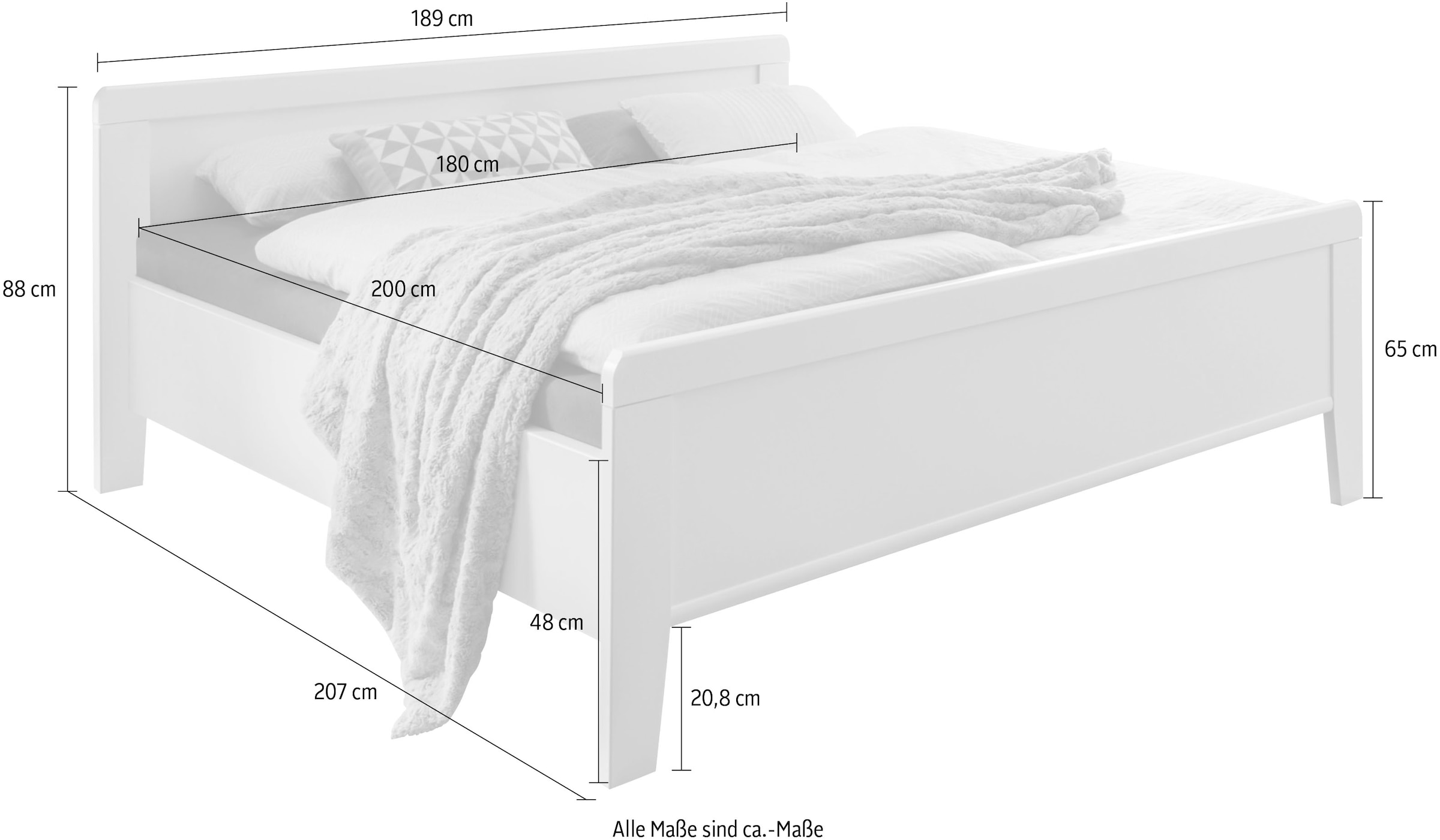 WIEMANN Bett »Bern«, mit 4 Stollenfüßen, 4-fach Liegehöhenverstellung und Holzkopfteil