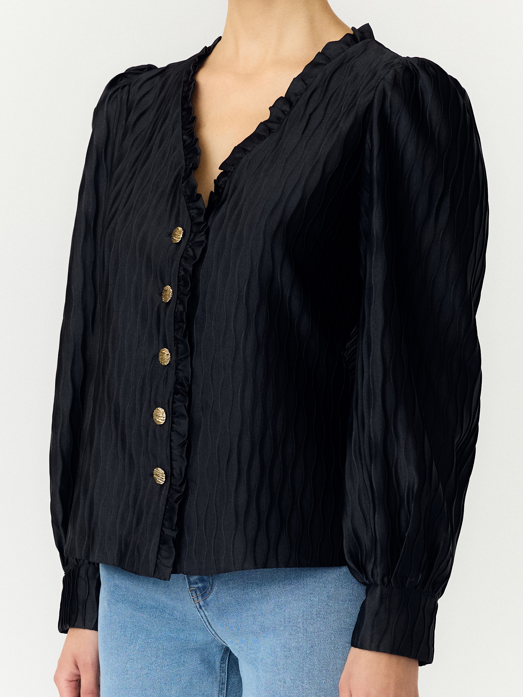 Y.A.S Langarmbluse »YASRIPPLE LS V-NECK SHIRT S. NOOS« Polyester