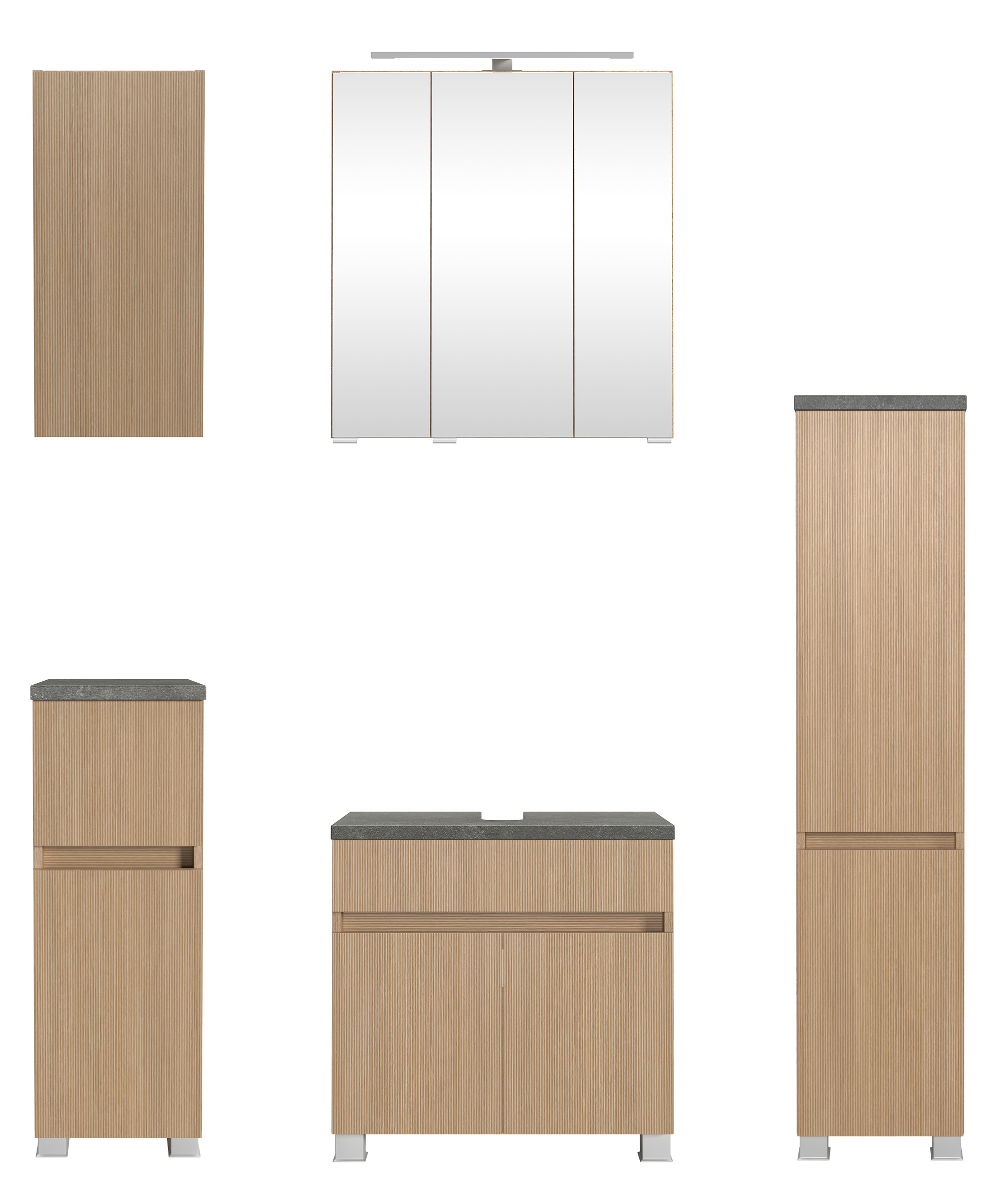 welltime Badmöbel-Set »Set 120 cm breit, Badmöbel mit LED-Beleuchtung«, Hel günstig online kaufen
