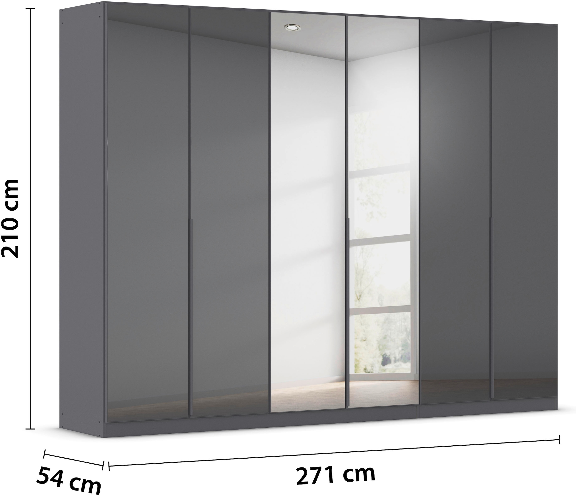 rauch Drehtürenschrank »Kleiderschrank Kleiderschränke Schrank Garderobe AGORDO mit Glasfront«, (in zwei Griff-Farben), durchdachte Innenausstattung, in 6 Breiten und 2 Höhen MADE IN GERMANY