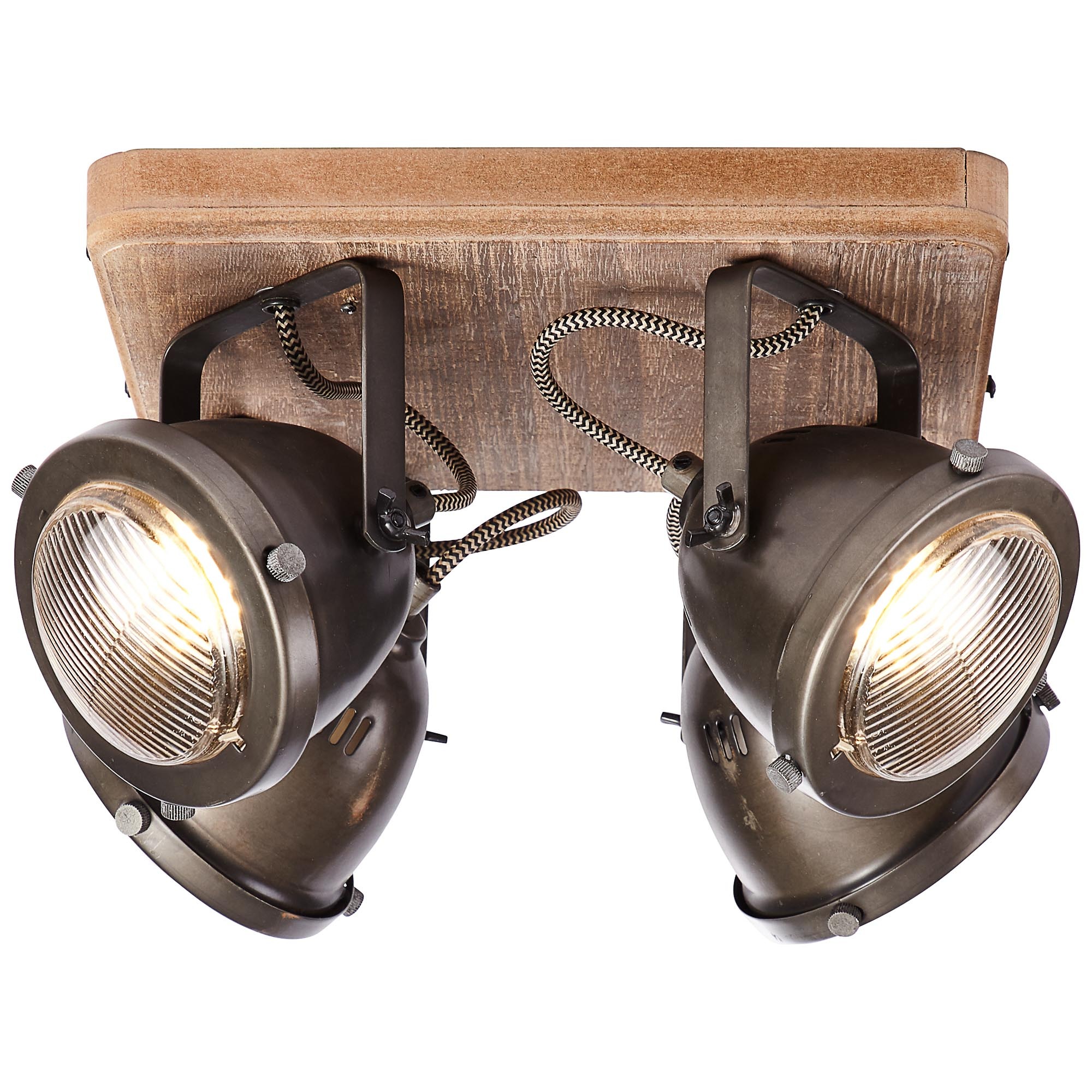 Brilliant Deckenstrahler »Carmen Wood«, 4 flammig, Leuchtmittel GU10 | ohne Leuchtmittel, Spotplatte 4flg burned steel/holz