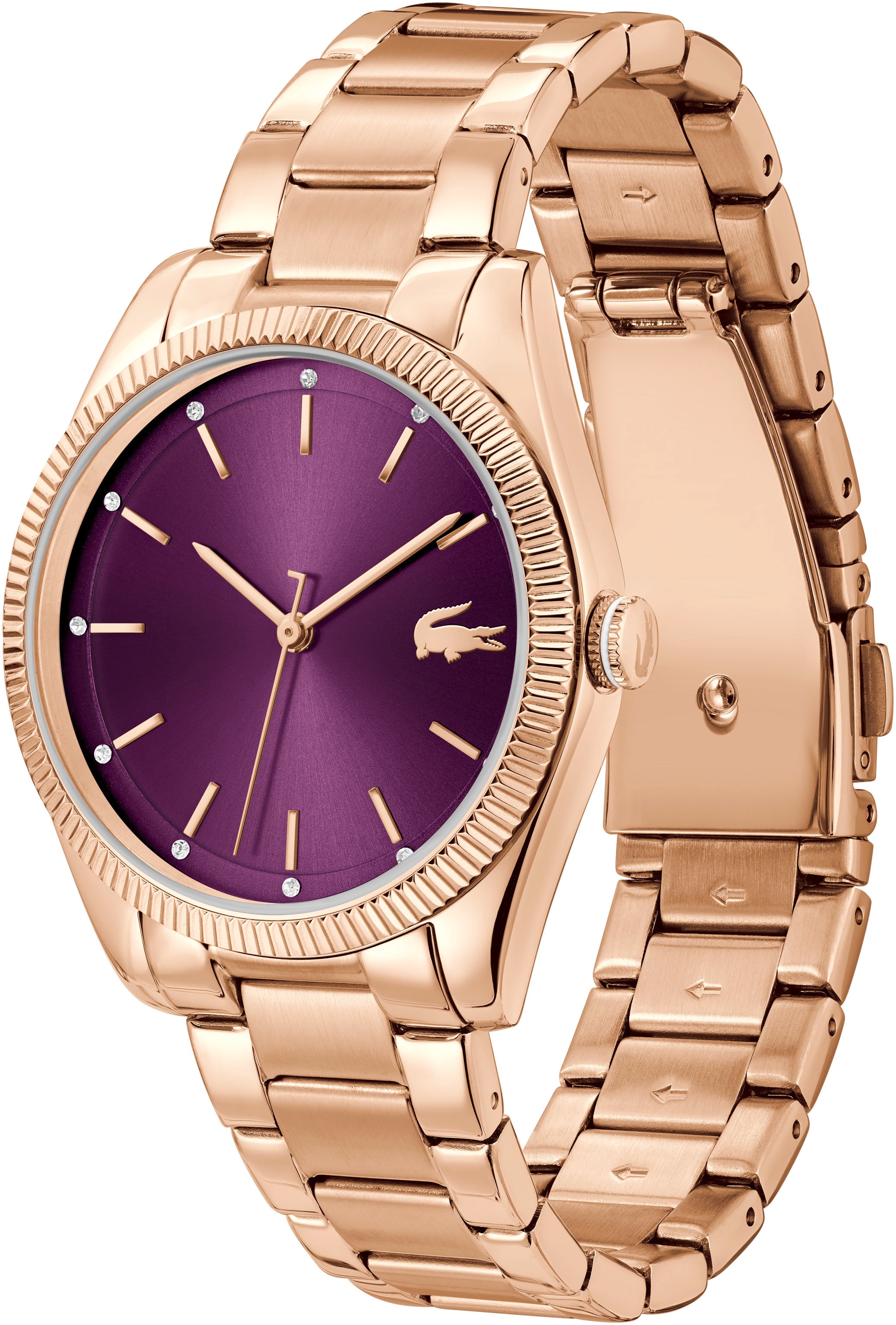 Lacoste Quarzuhr »CAPUCINE«, Armbanduhr, Damenuhr, analog, Glaskristalle, Edelstahlarmband