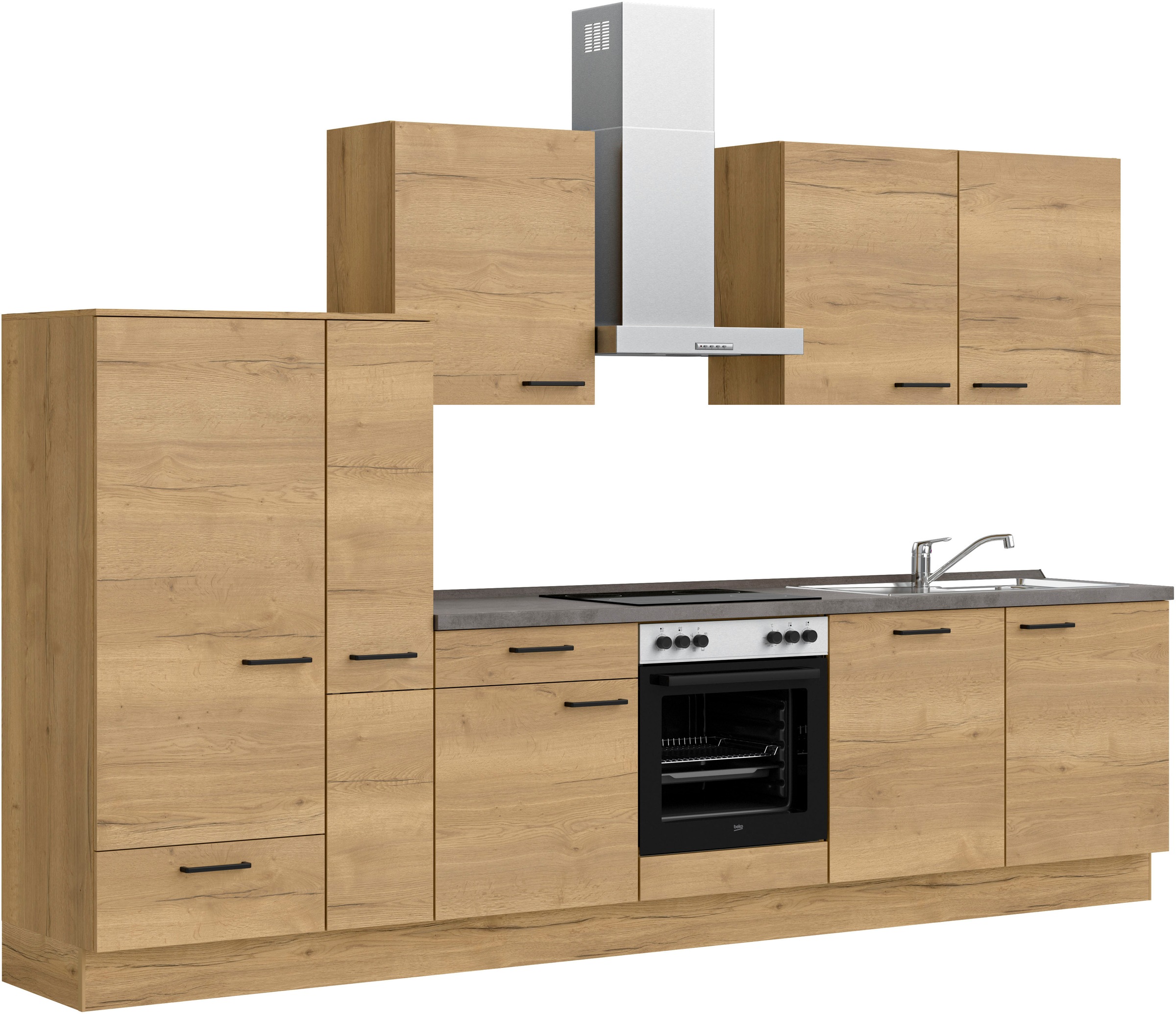 nobilia® Küchenzeile »"Structura I"«, vormontiert, Ausrichtung wählbar, Breite 330 cm, wahlw. mit E-Geräten