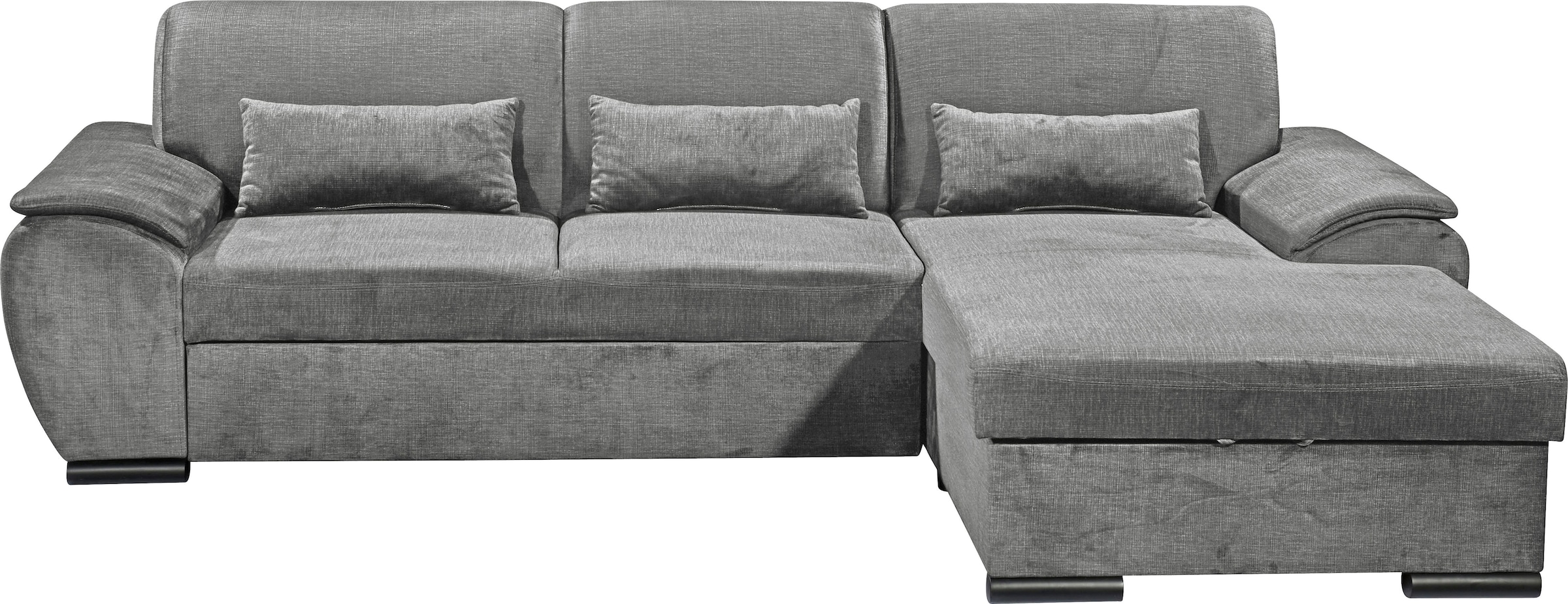ED EXCITING DESIGN Ecksofa »Tampa L-Form«, mit Bettfunktion, Bettkasten & 3 Nierenkissen